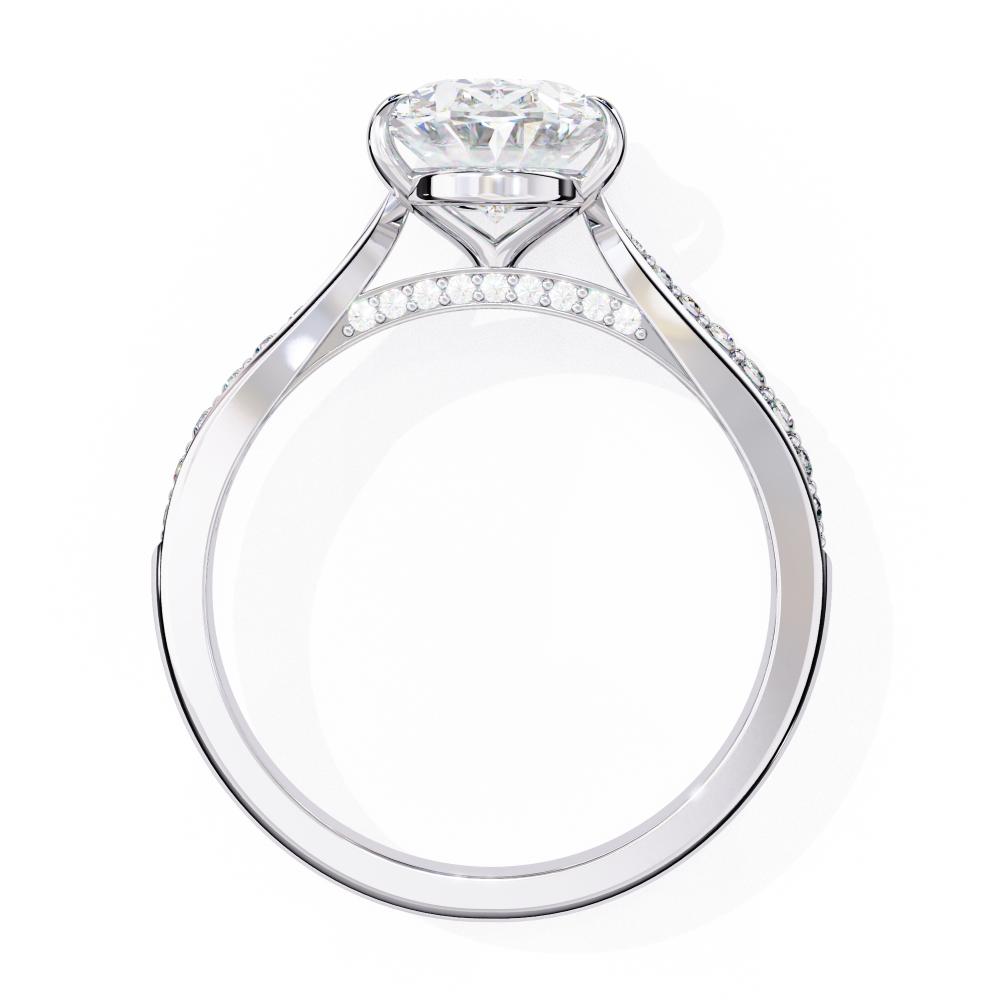 Oval Cut Diamond Pavé Engagement Ring in Gold