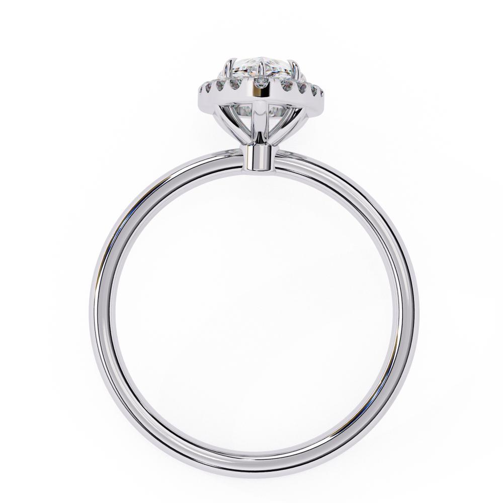 Pear-Cut Diamond with Round Brilliant Halo Ring in Gold