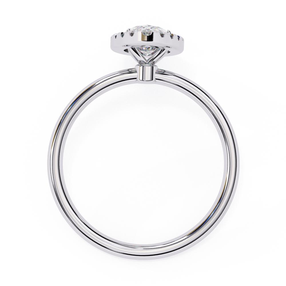 Marquise-Cut Diamond with Round Brilliant Halo Ring in Gold