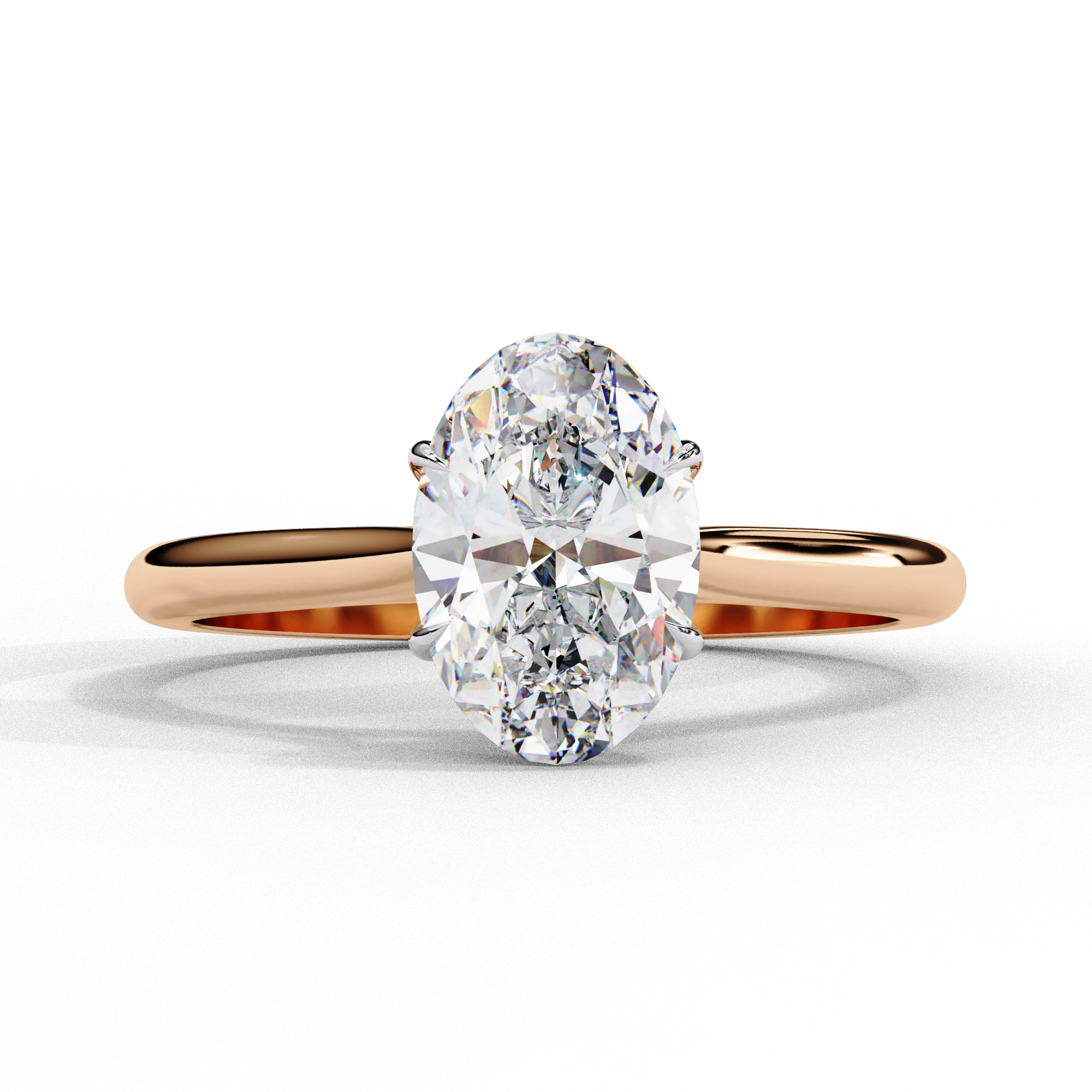 Gold Oval Cut Diamond Solitaire Ring