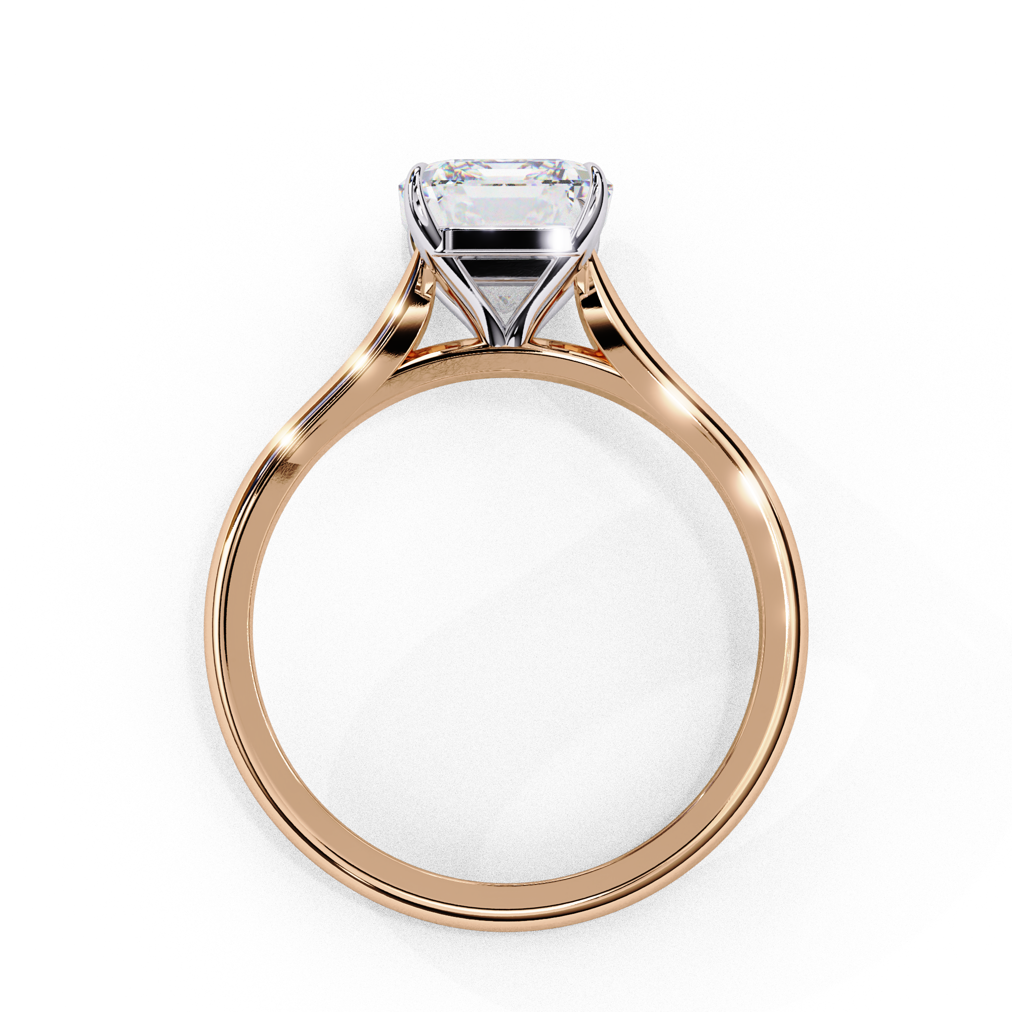 Gold Emerald Cut Diamond Solitaire Ring
