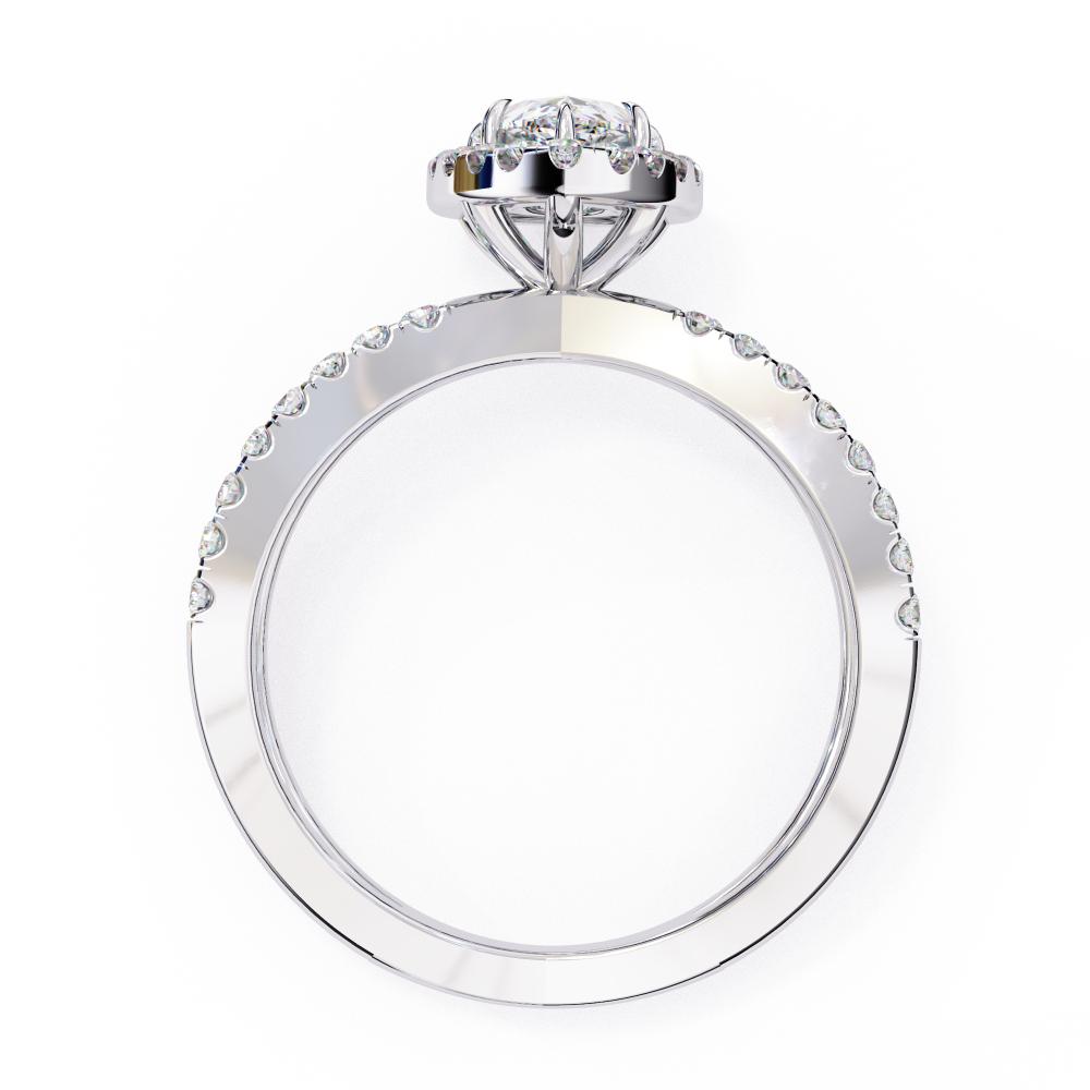 The Pear Halo Crossover Engagement Ring in Gold