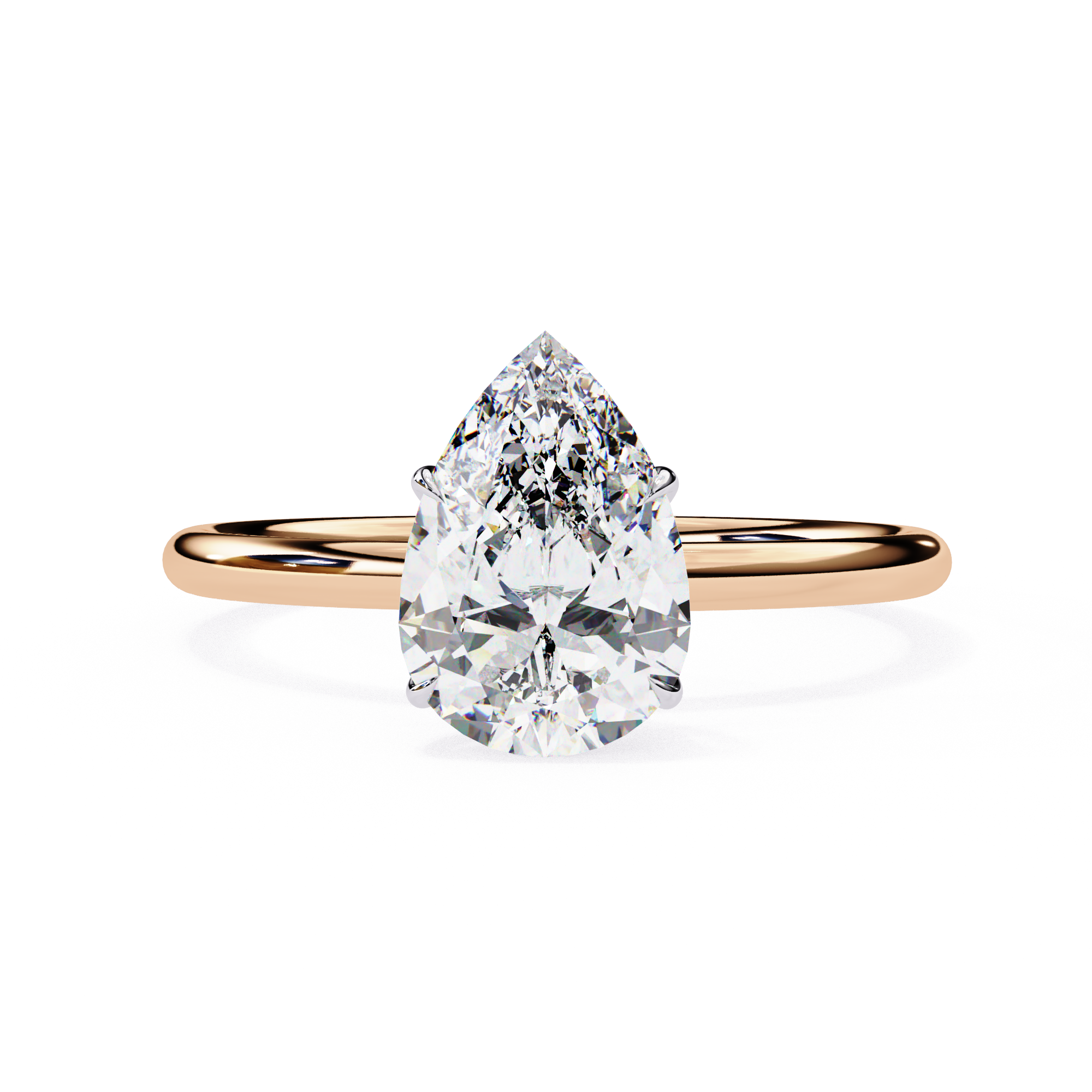 Exquisite Pear-Shaped Diamond Solitaire Ring in Gold