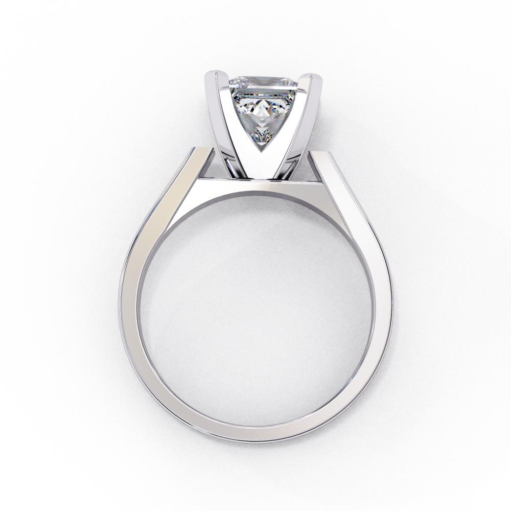 Tapered Band Princess Solitaire Engagement Ring in Gold