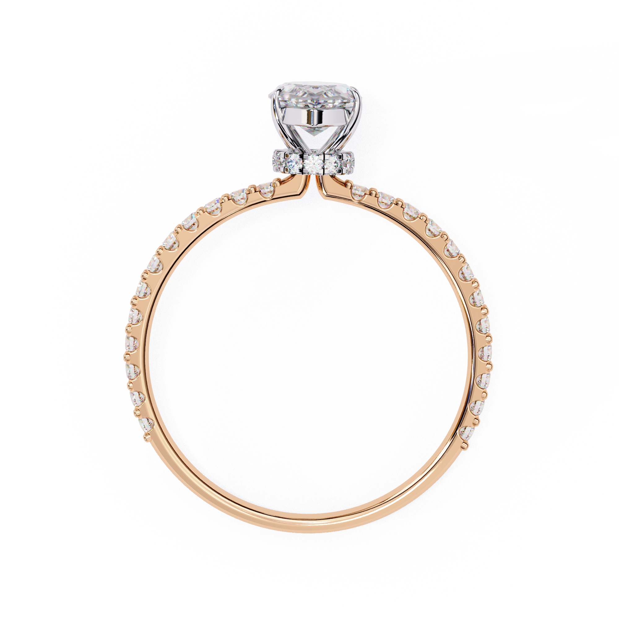 Elegant Marquise-Cut Diamond Engagement Ring with Pave Band in Gold