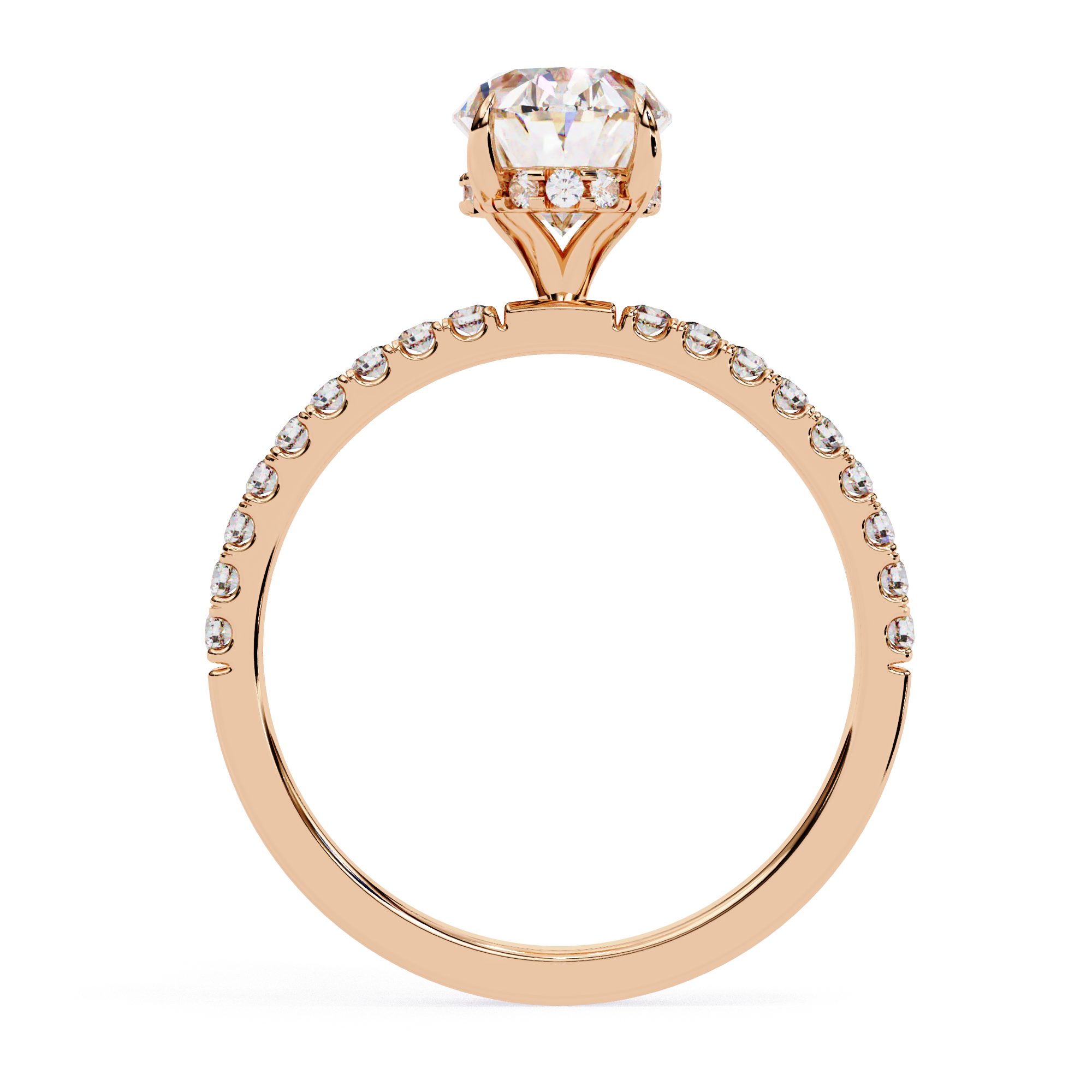 Elegant Oval Cut Diamond Ring with Pavé Band