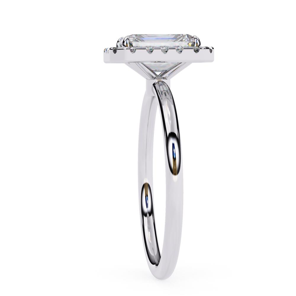 Emerald-Cut Diamond with Round Brilliant Halo Ring in Gold