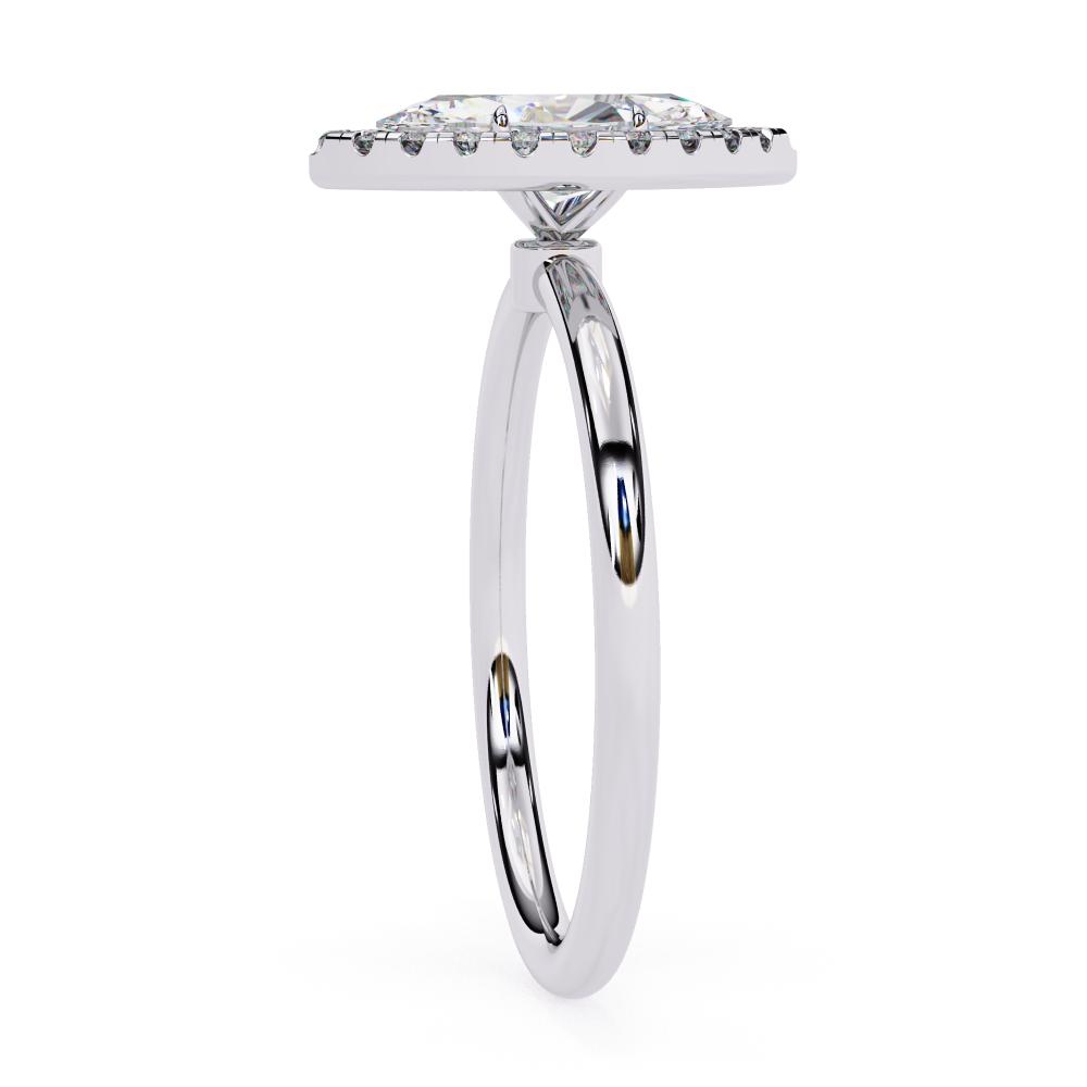 Marquise-Cut Diamond with Round Brilliant Halo Ring in Gold