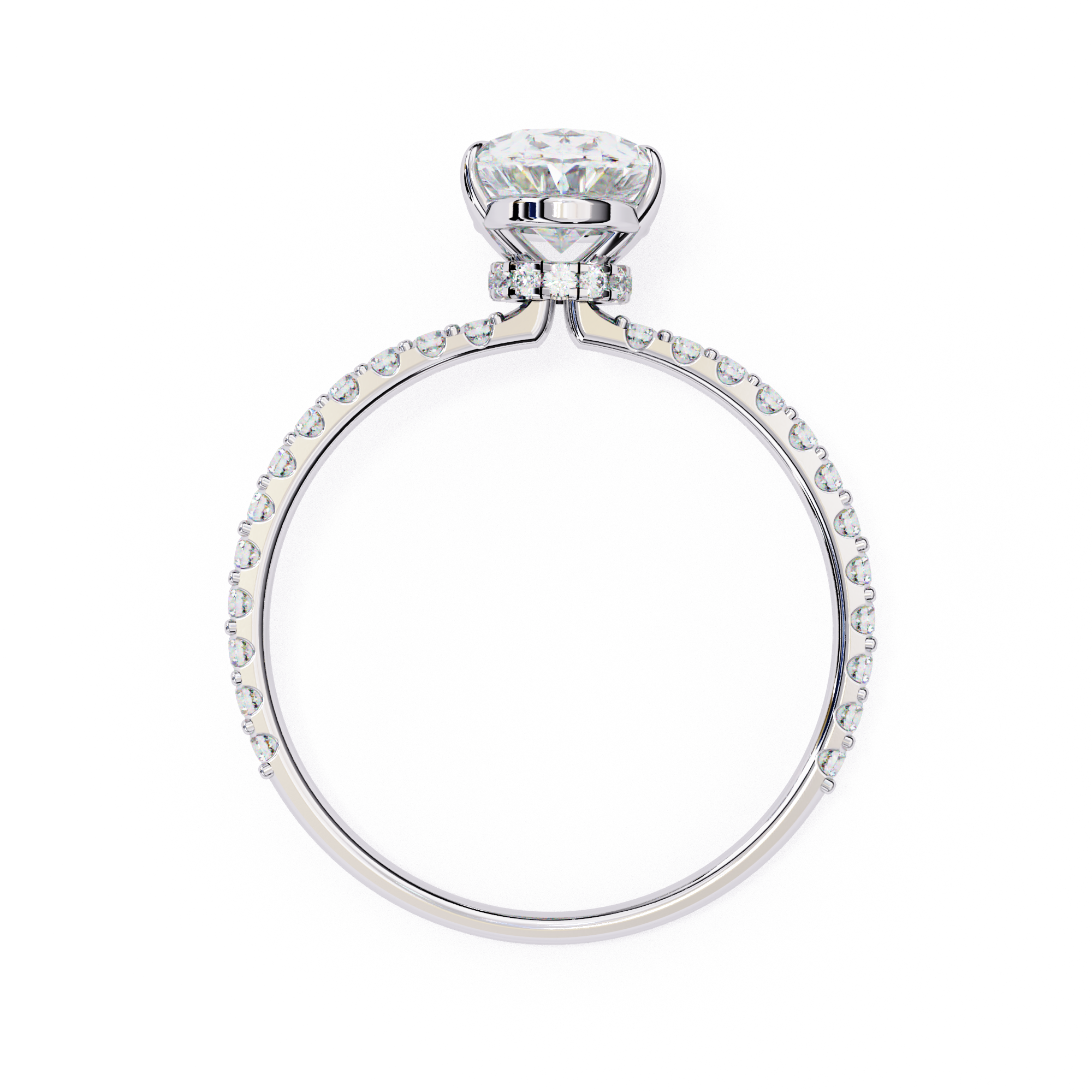 Exquisite Oval-Cut Diamond Engagement Ring with Pave Ring in Gold