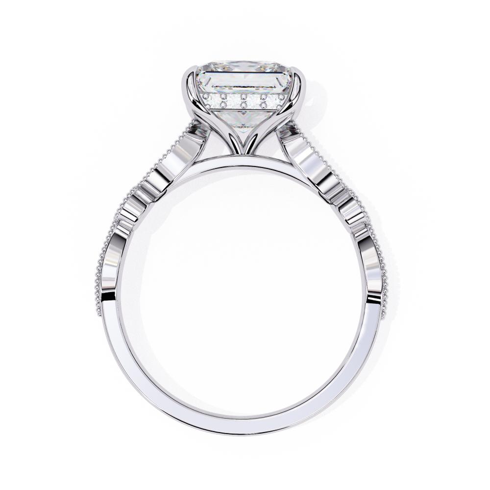 The Princess Milgrain Cathedral Engagement Ring in Gold