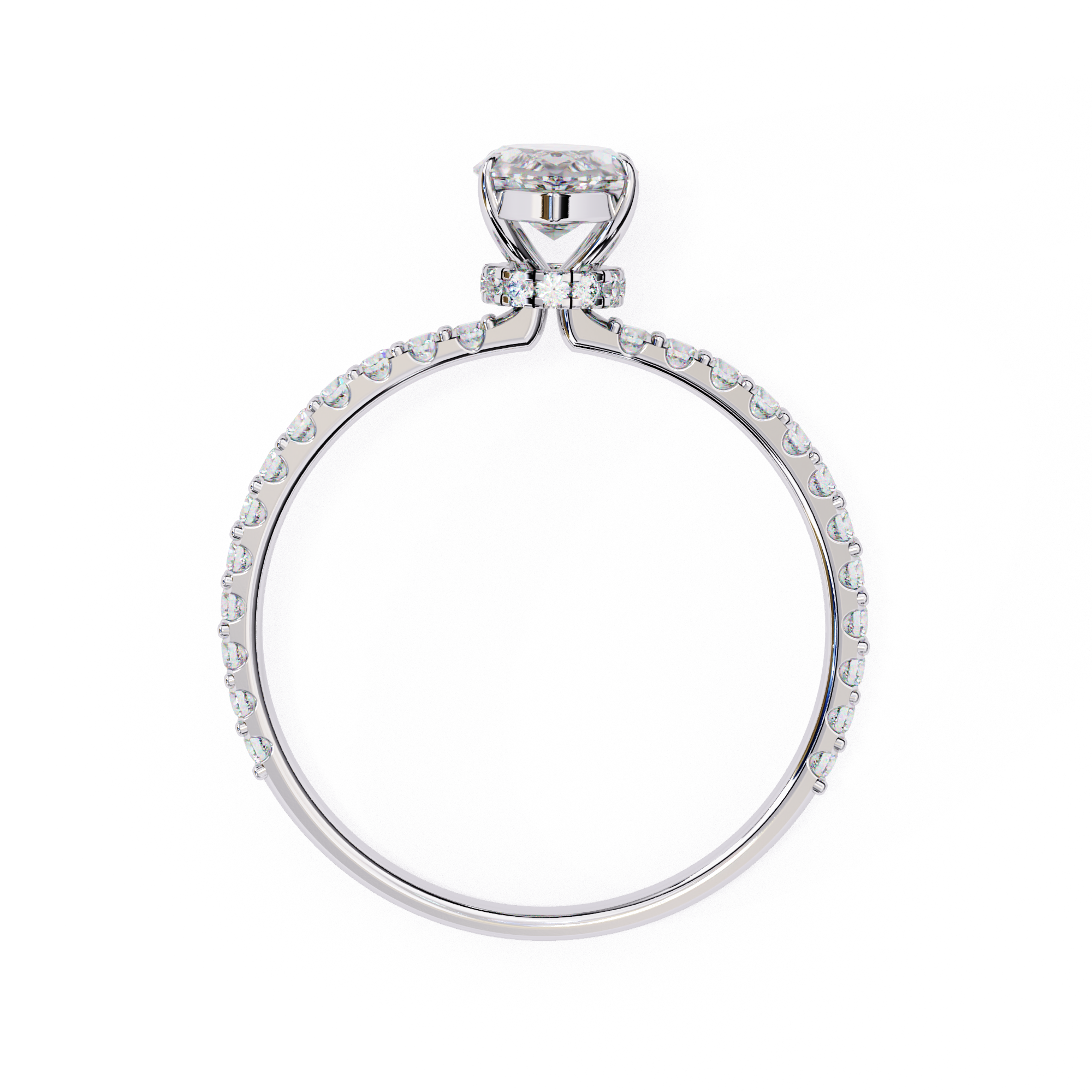 Elegant Marquise-Cut Diamond Engagement Ring with Pave Band in Gold