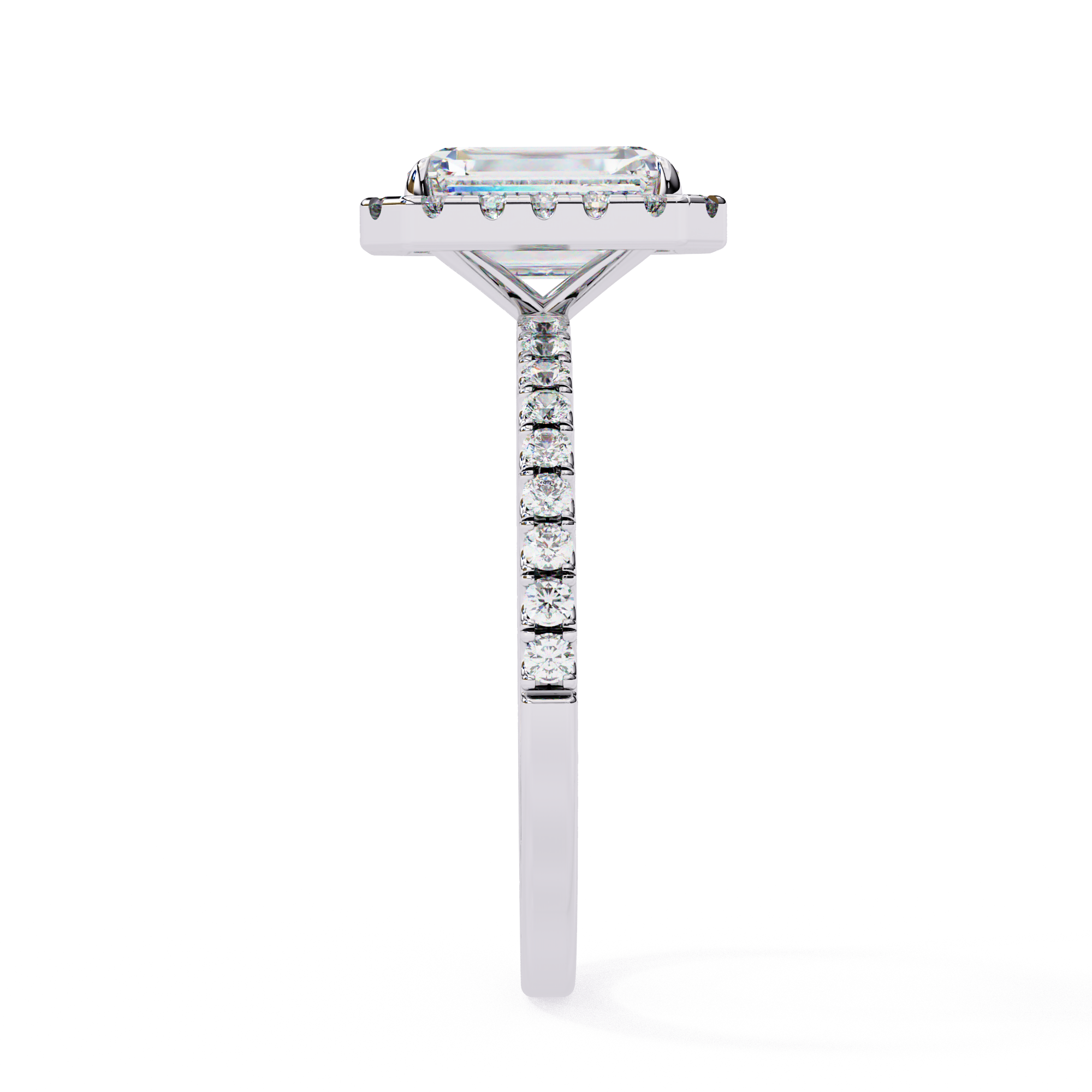 Gold Emerald Cut Diamond Halo Ring