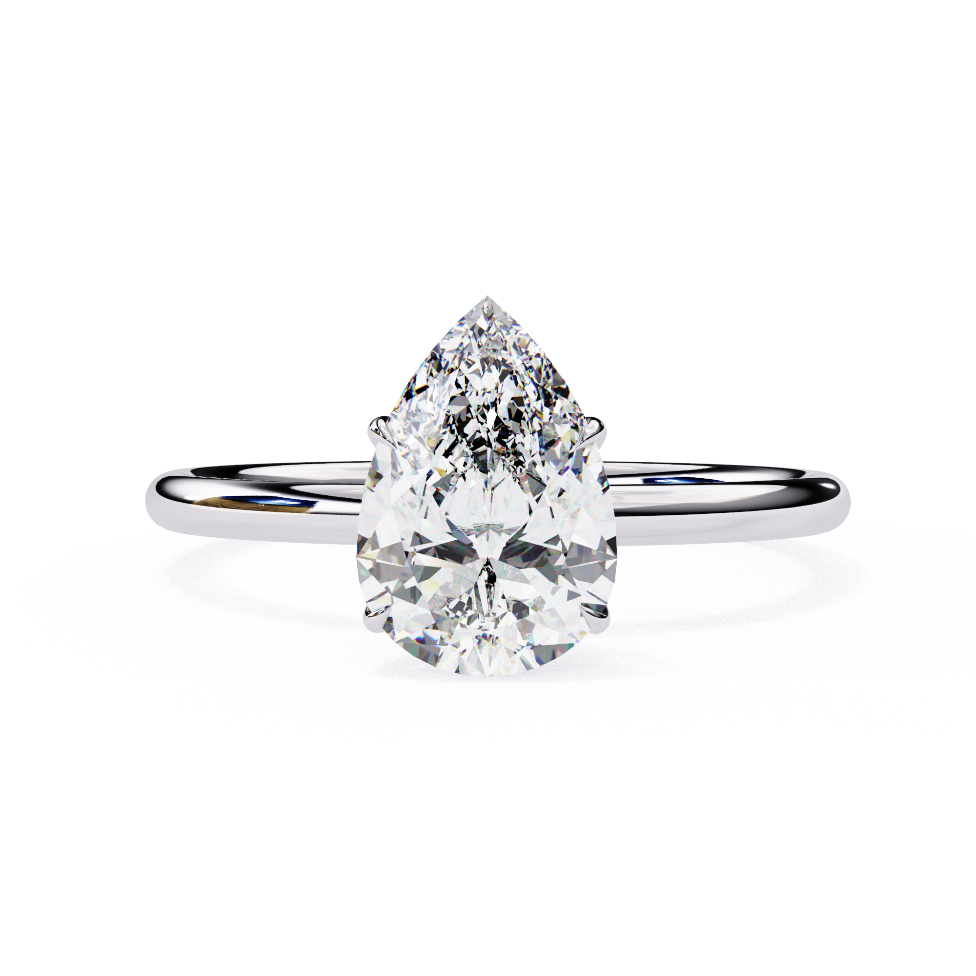 Exquisite Pear-Shaped Diamond Solitaire Ring in Gold