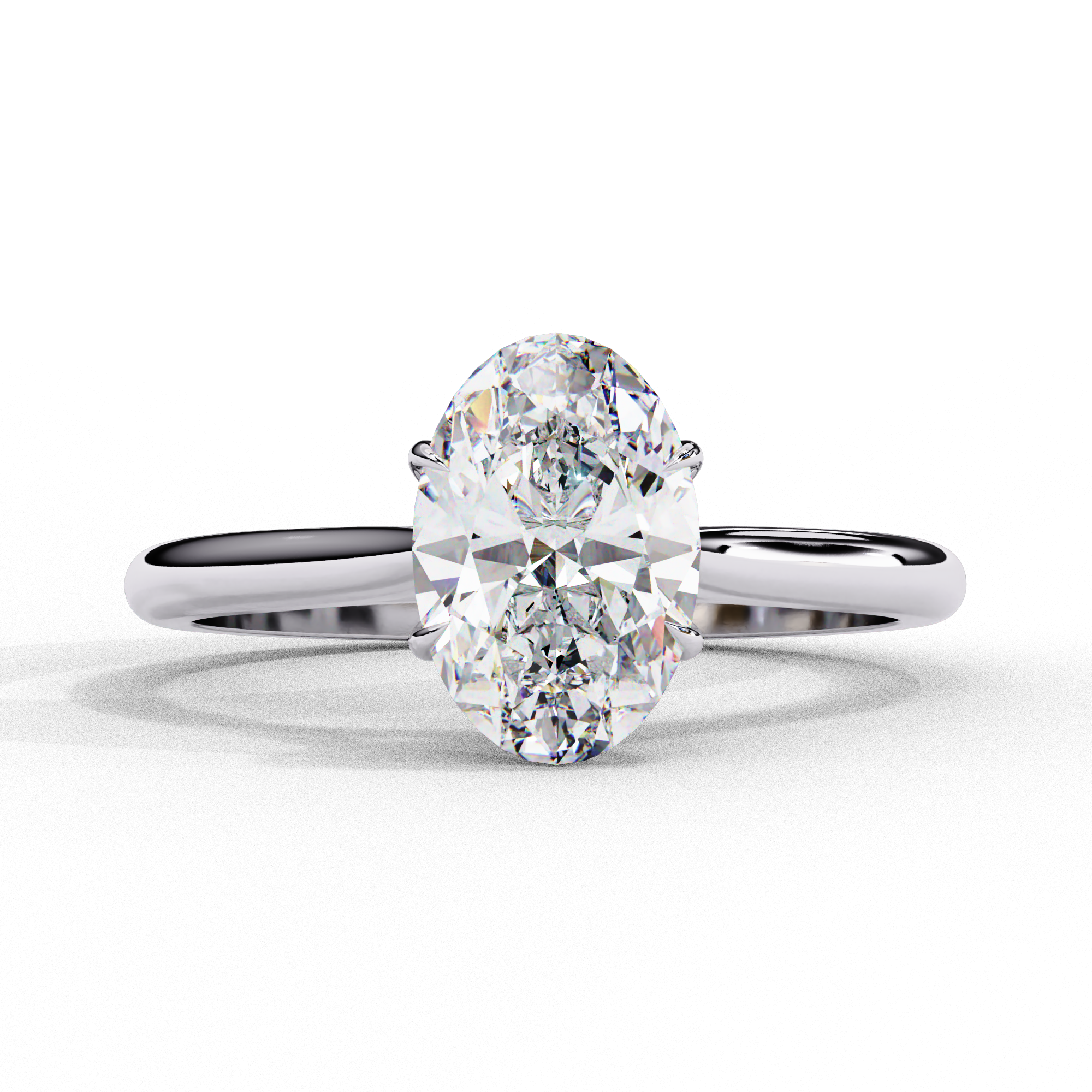Gold Oval Cut Diamond Solitaire Ring