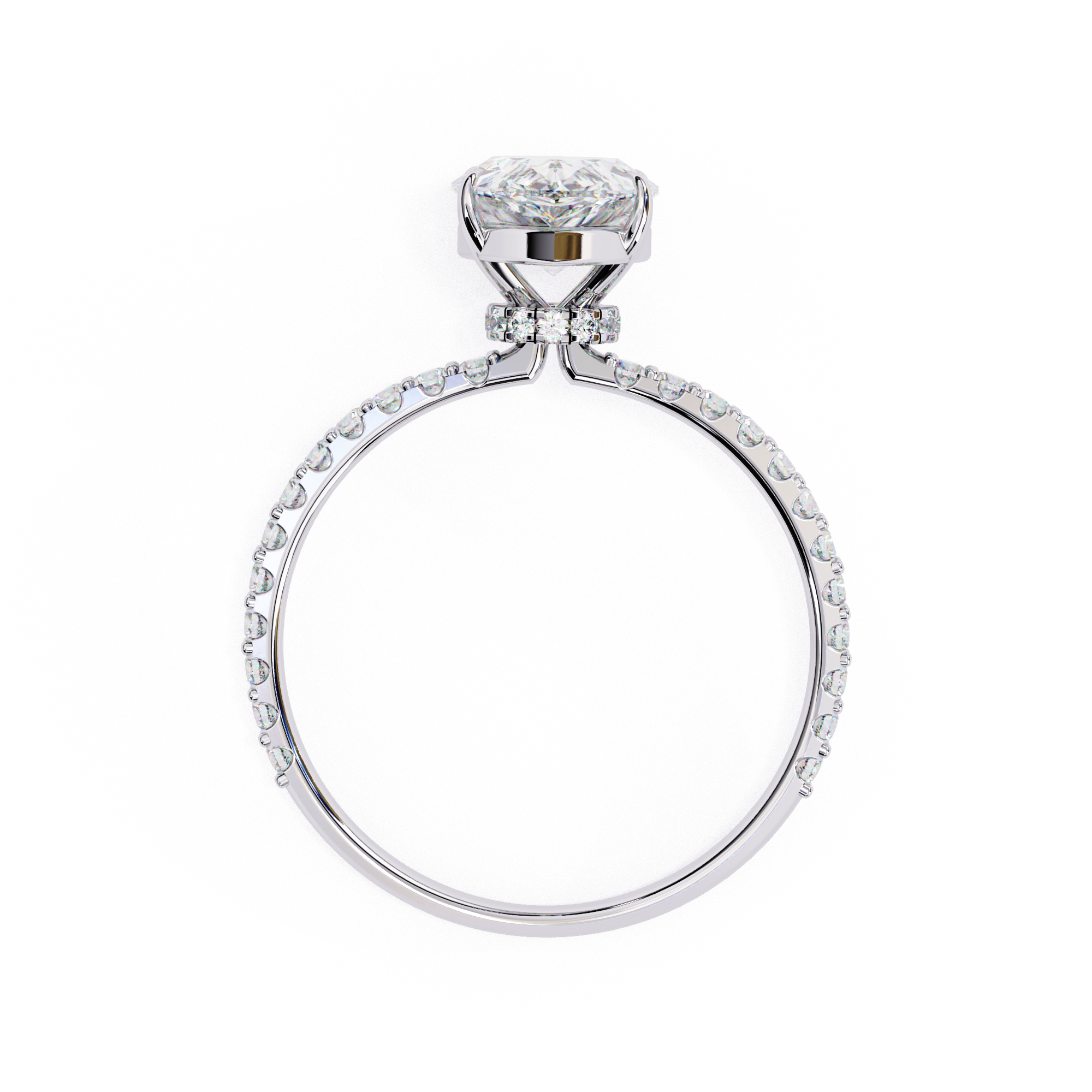 Exquisite Pear-Cut Diamond Engagement Ring with Pave Ring in Gold
