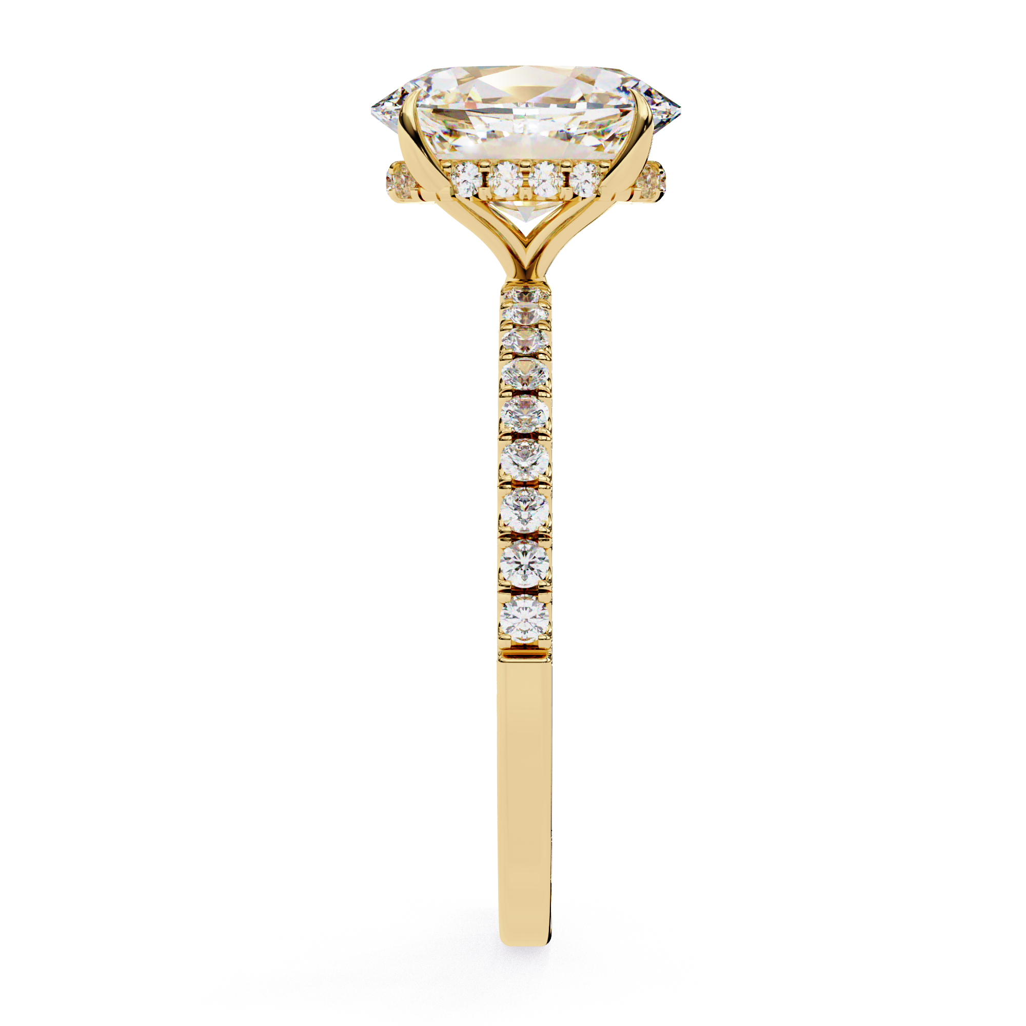 Elegant Oval Cut Diamond Ring with Pavé Band