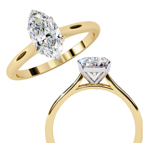 Gold Marquise Cut Diamond Solitaire Ring