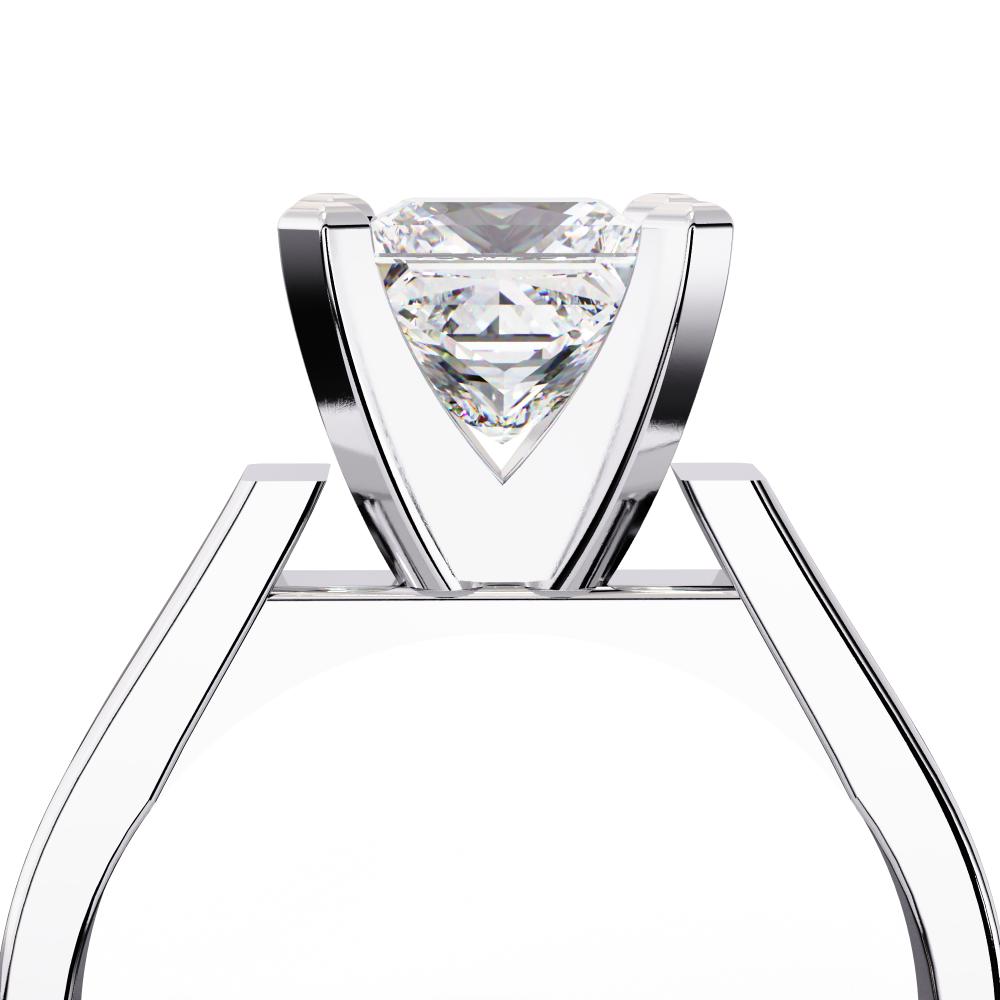 Tapered Band Princess Solitaire Engagement Ring in Gold