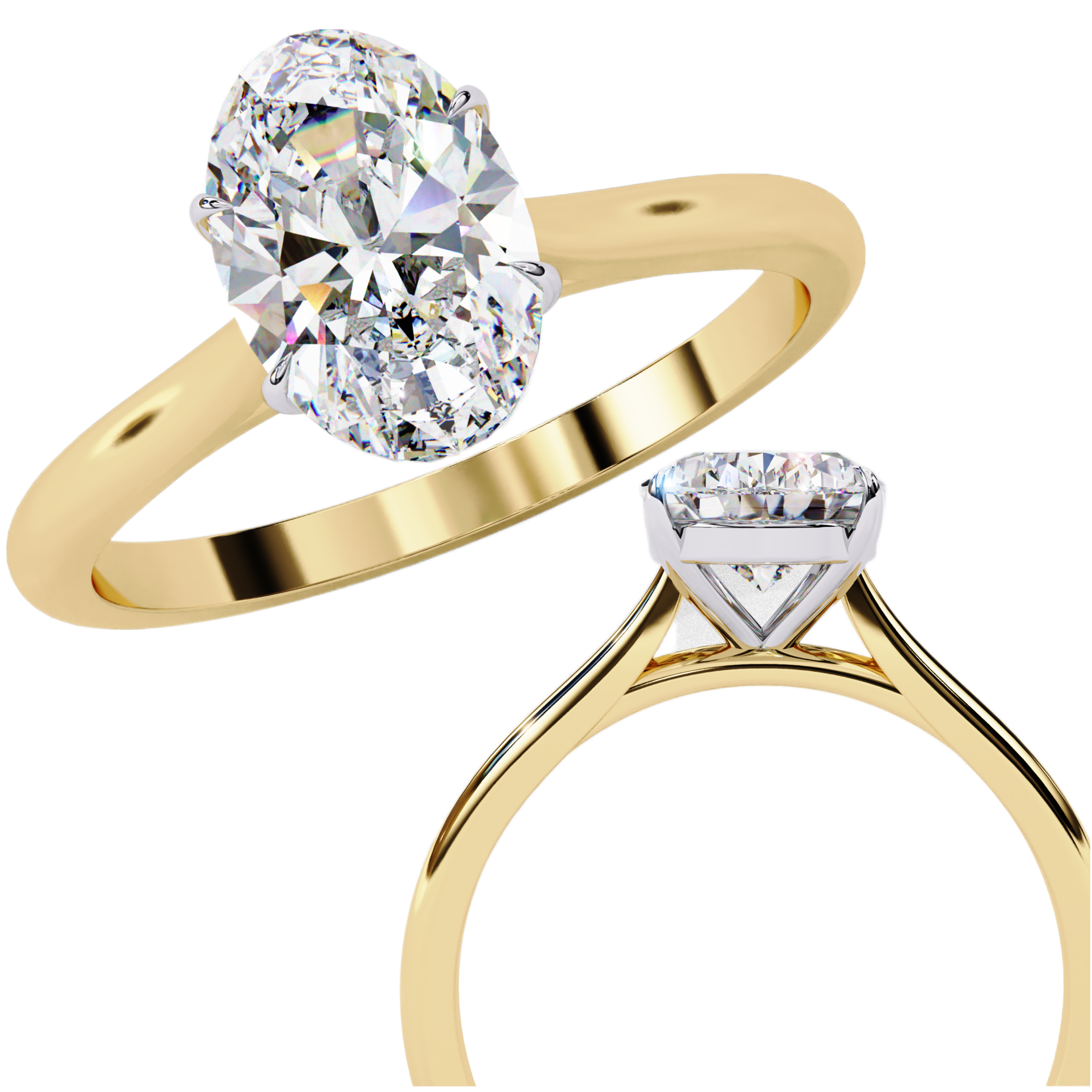 Gold Oval Cut Diamond Solitaire Ring