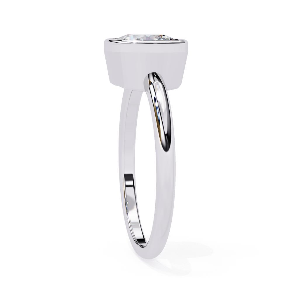 Bezel Floating Cushion Solitaire Engagement Ring in Gold