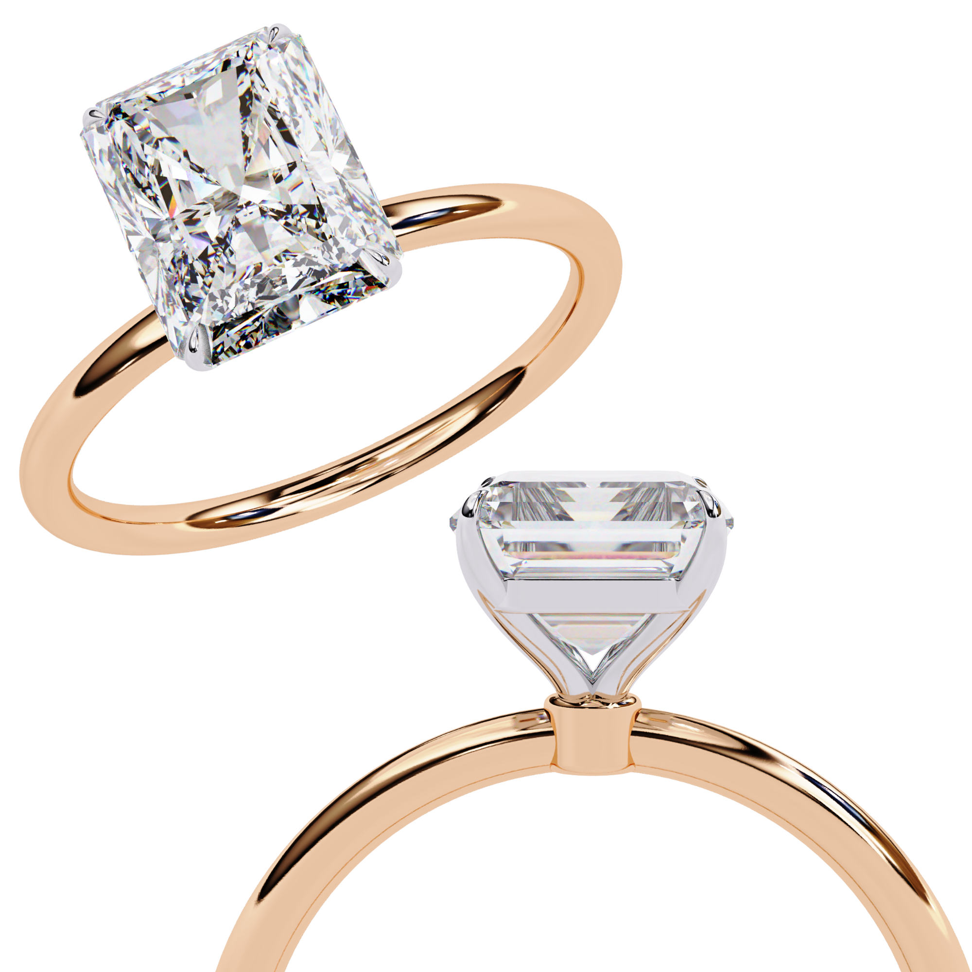 Gold Radiant Cut Diamond Solitaire Ring