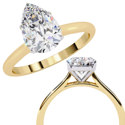 Gold Pear Cut Diamond Solitaire Ring