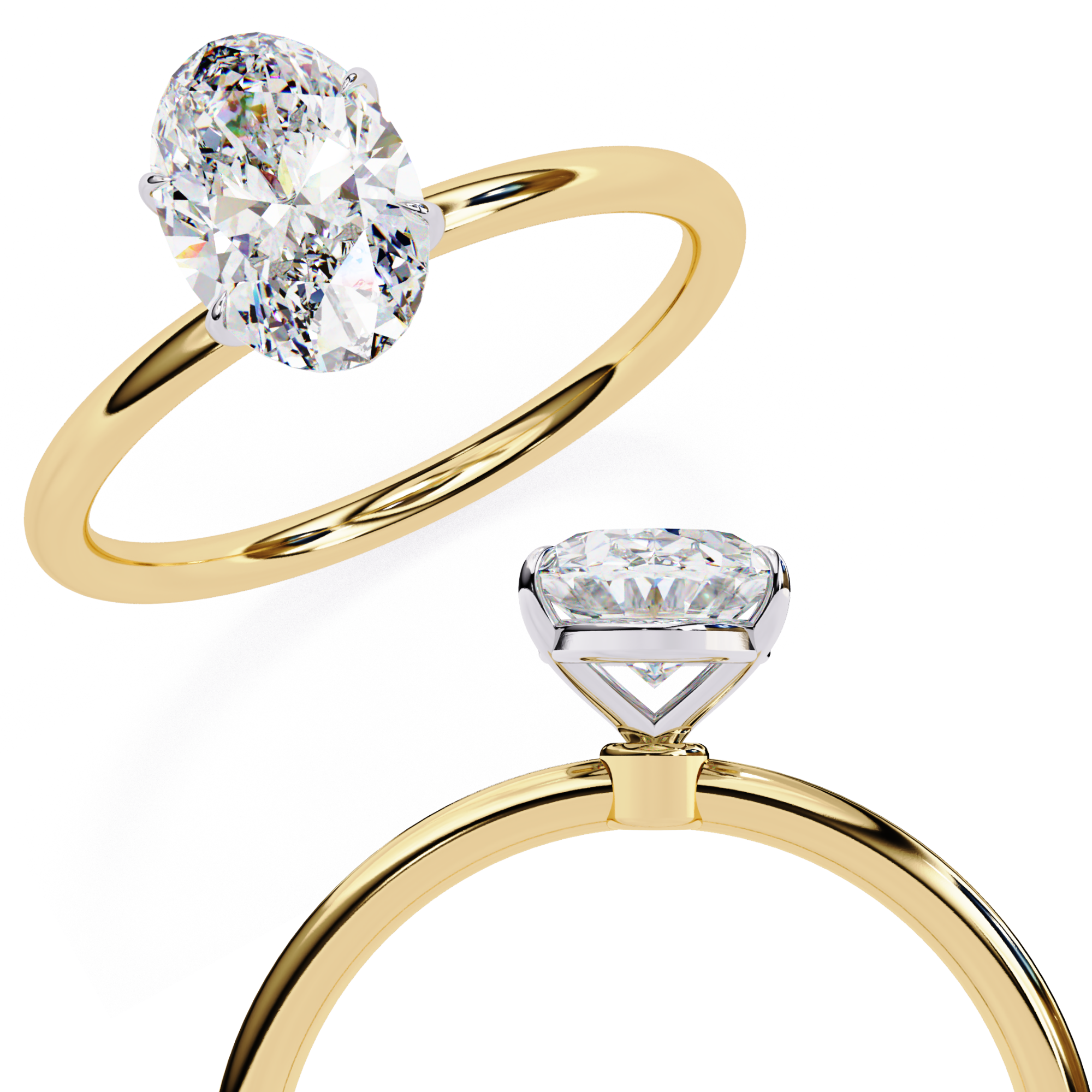 Timeless Oval-Cut Diamond Solitaire Ring in Gold