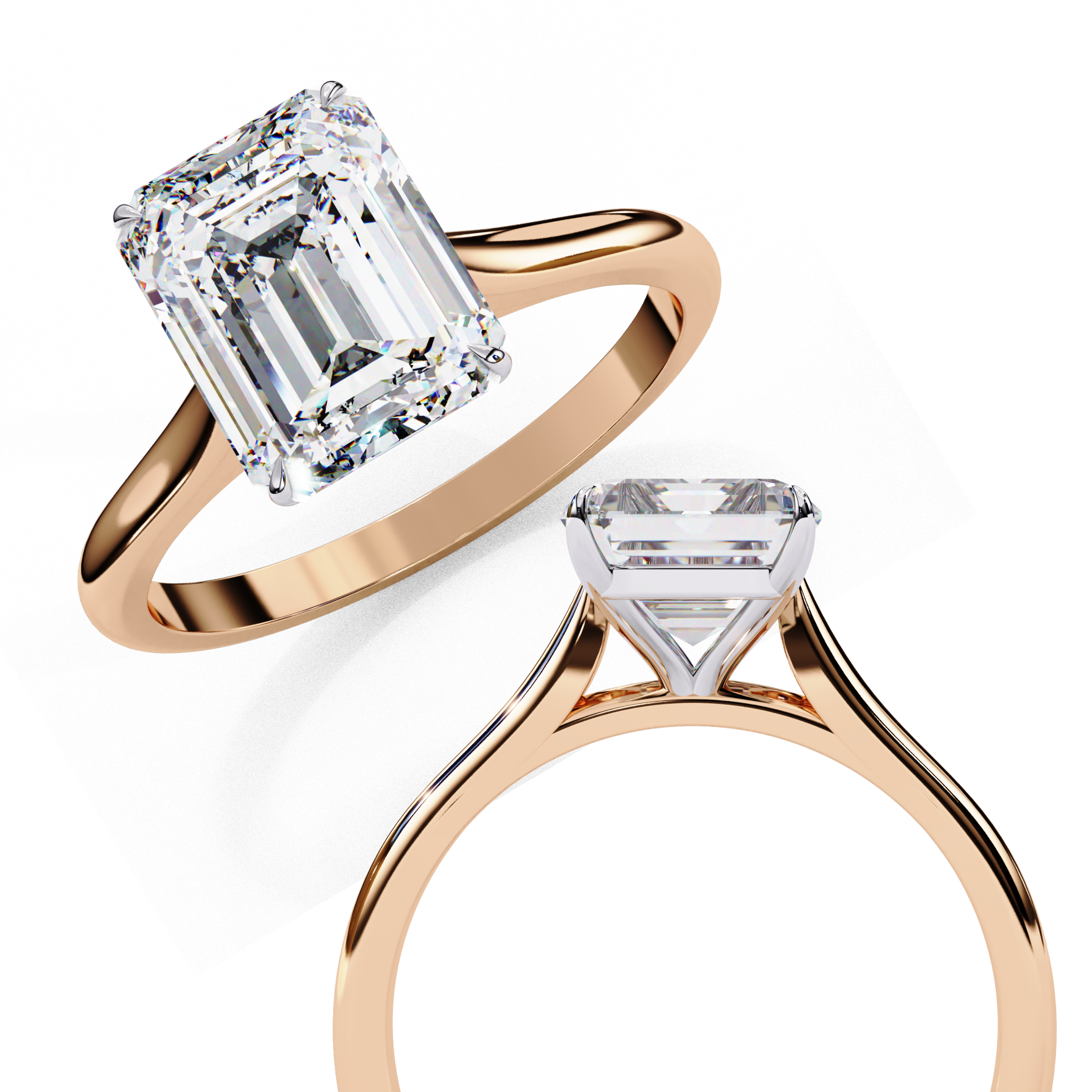 Gold Emerald Cut Diamond Solitaire Ring