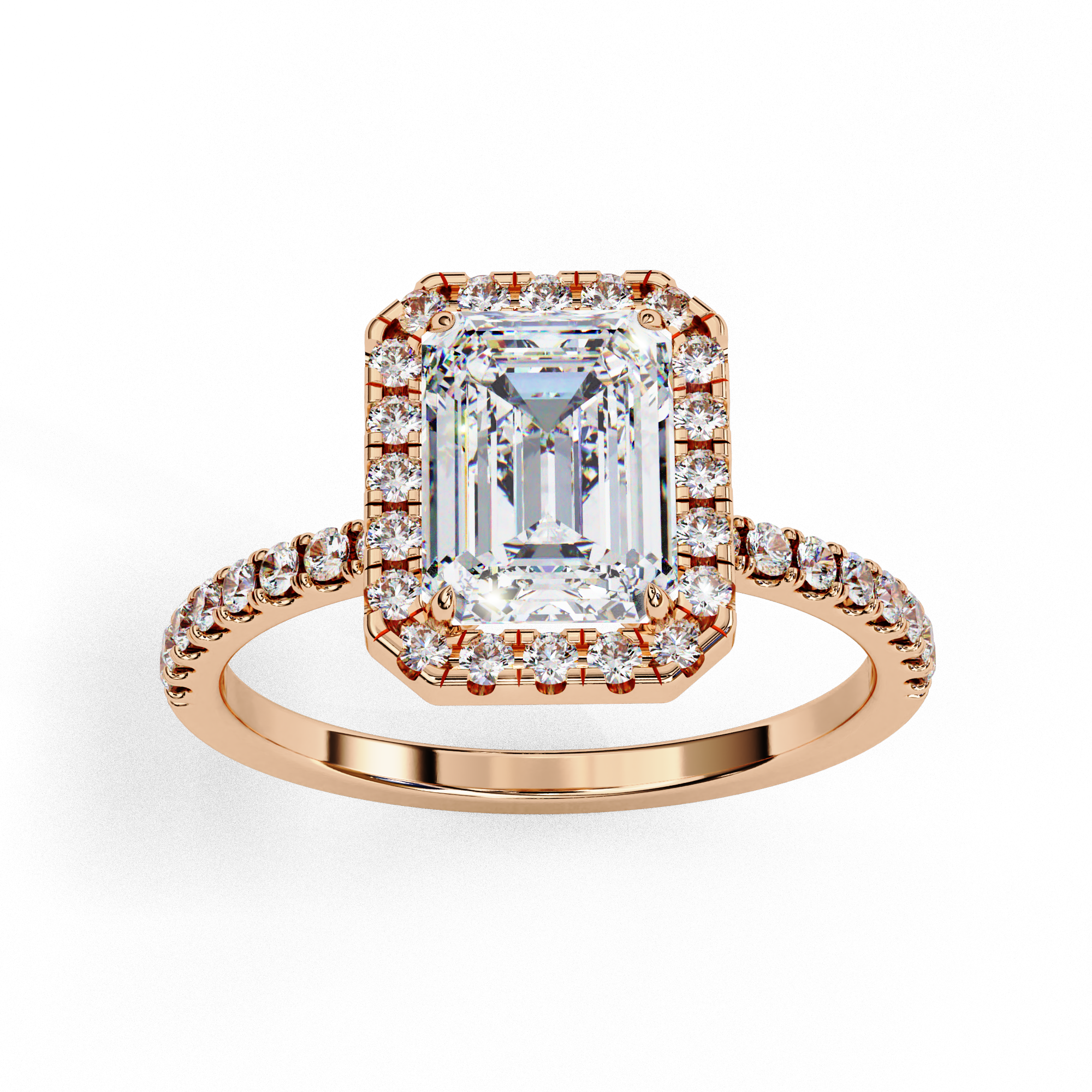 Elegant Emerald Cut Diamond Halo Ring