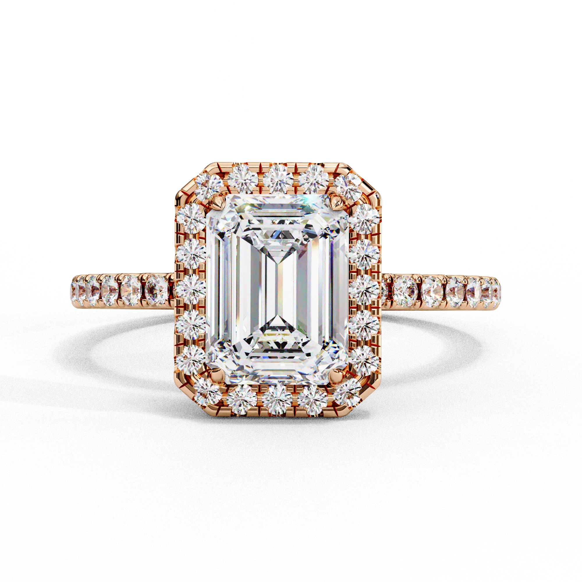Elegant Emerald Cut Diamond Halo Ring