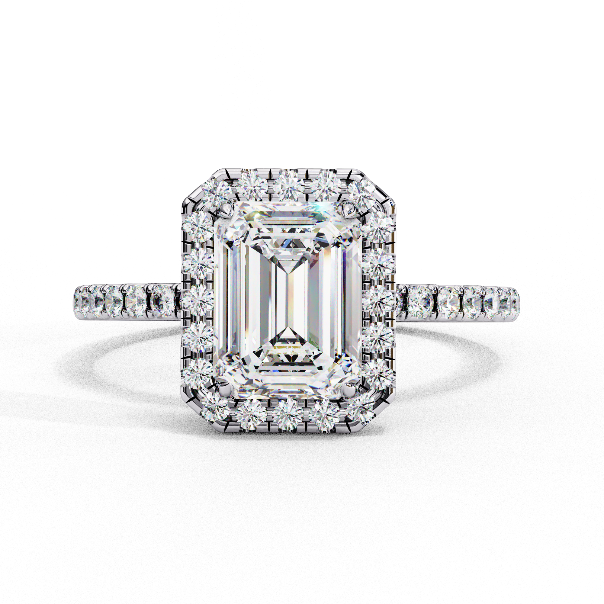 Elegant Emerald Cut Diamond Halo Ring