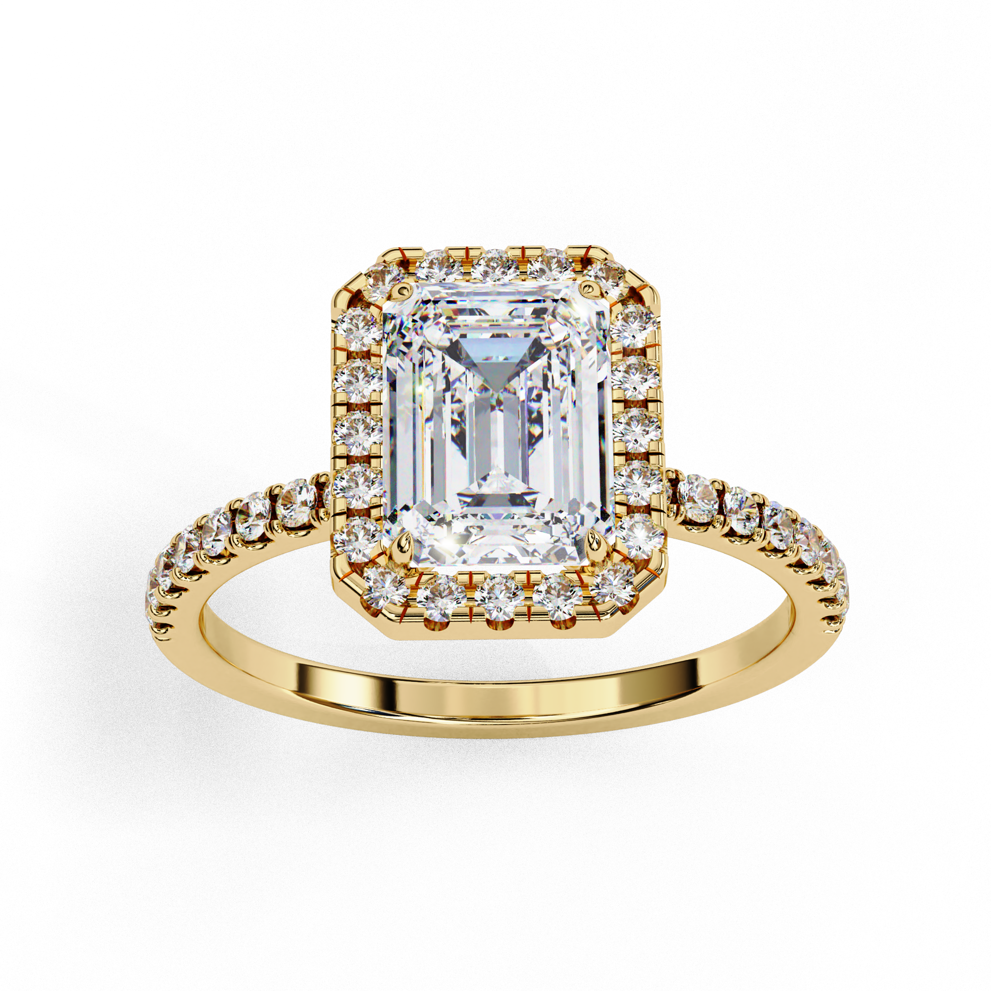 Elegant Emerald Cut Diamond Halo Ring