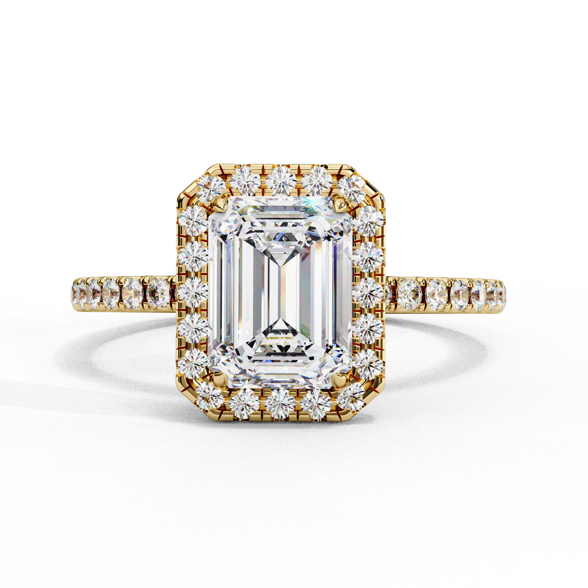 Elegant Emerald Cut Diamond Halo Ring