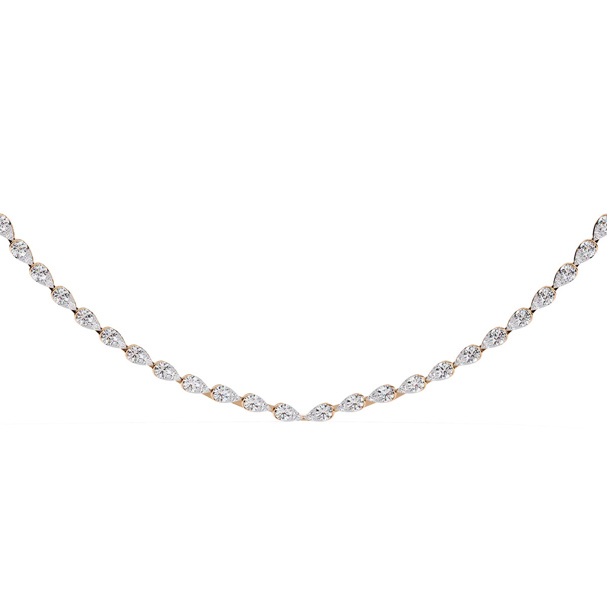 Pear Shape Diamond Tennis Necklace in Gold