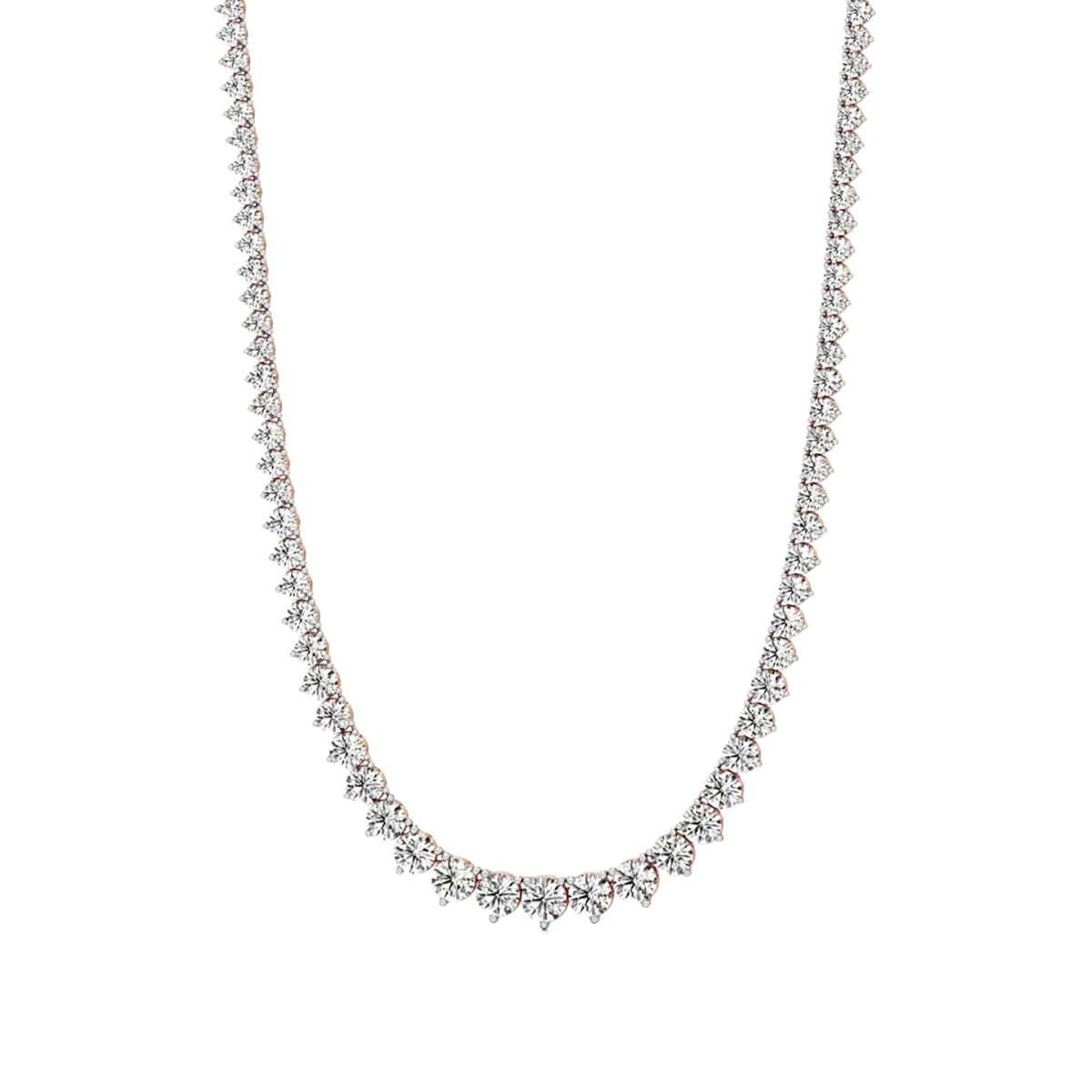 Round Diamond Buttercup Setting Tennis Necklace in Gold