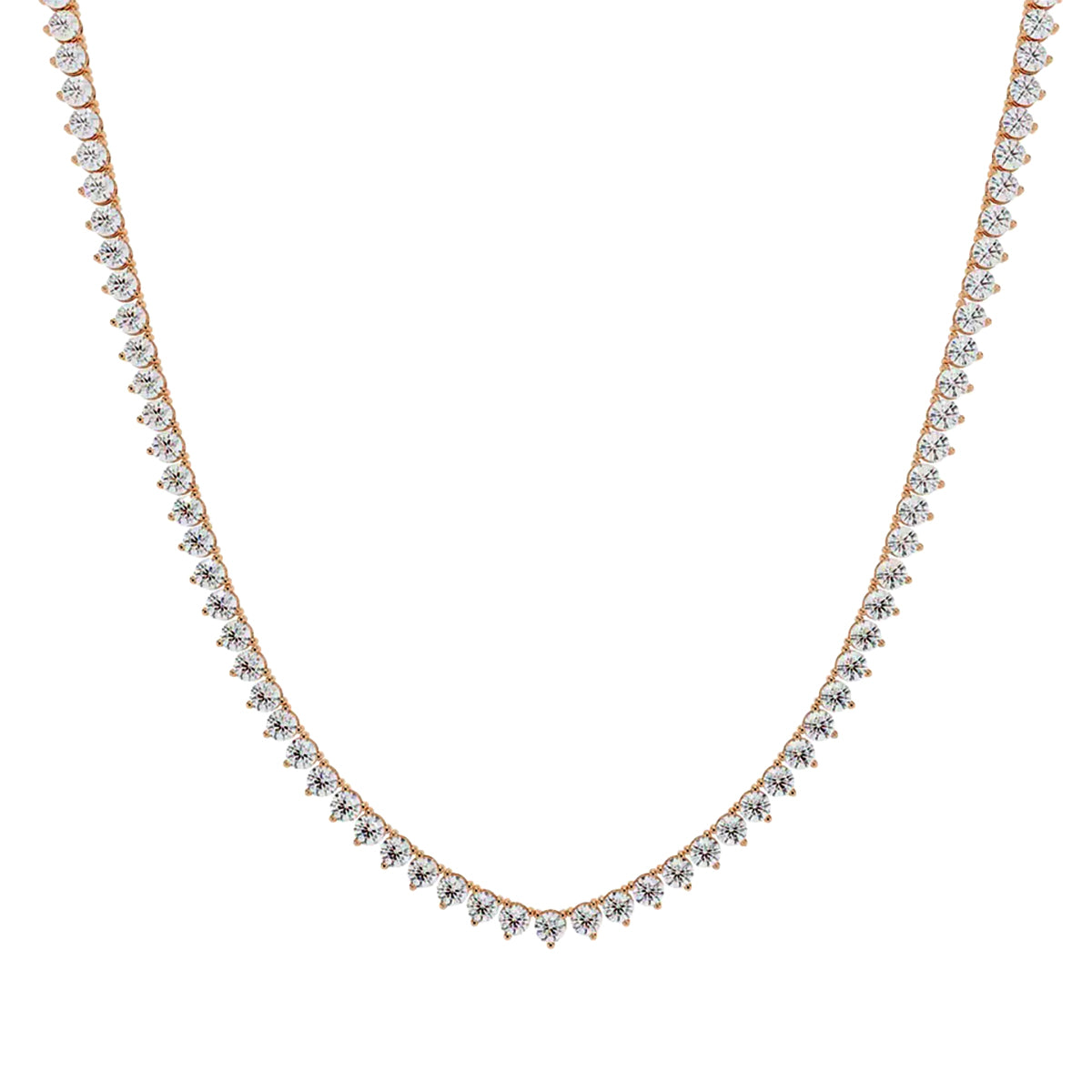 Round Diamond Tennis Necklace in Gold