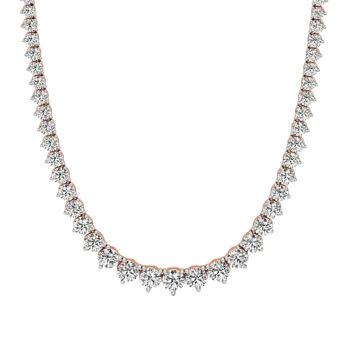 Round Diamond Buttercup Setting Tennis Necklace in Gold