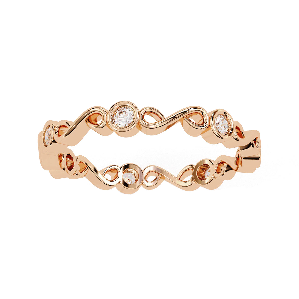 Round Cut Minimal Diamond Band for Her in Gold