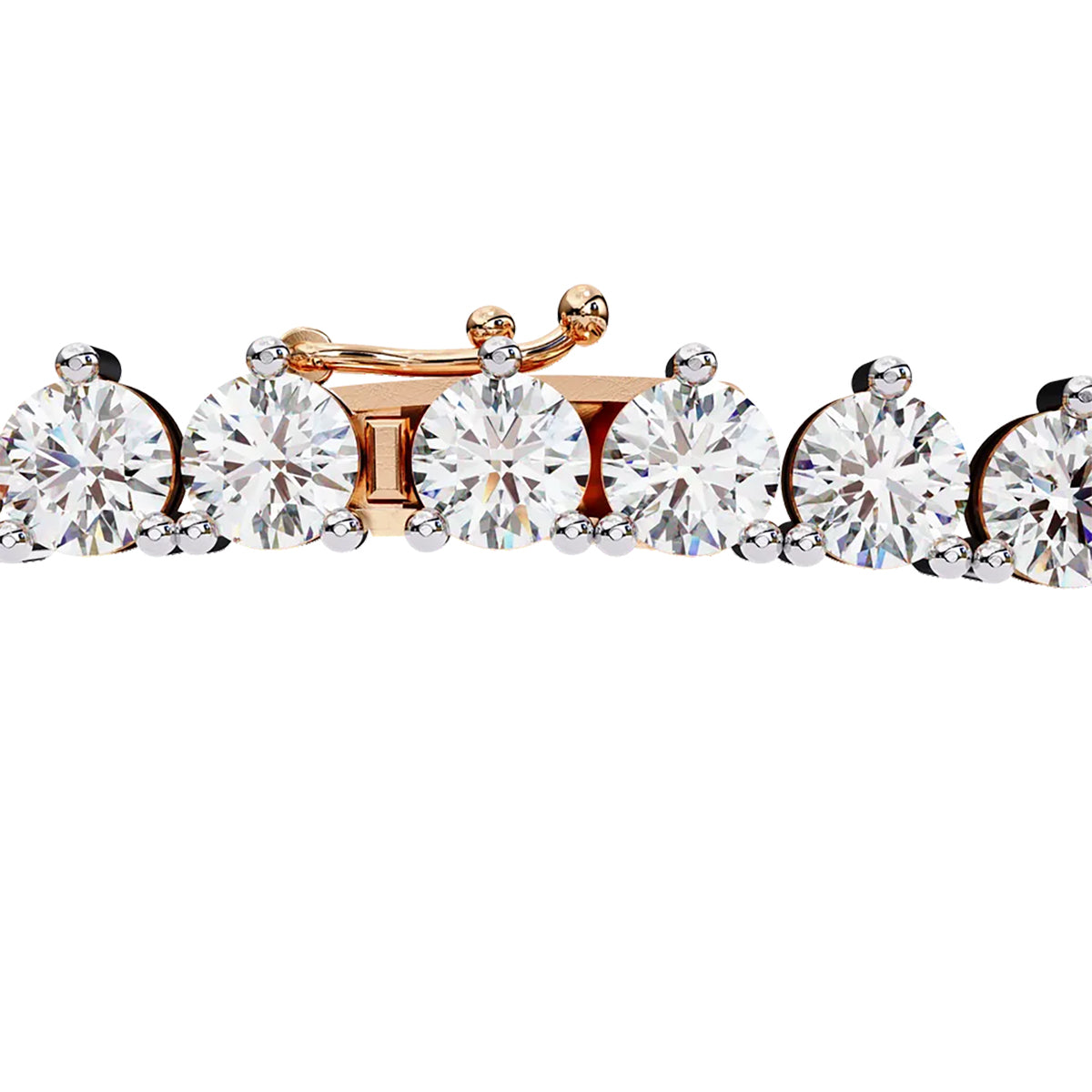 Round Diamond Tennis Necklace in Gold