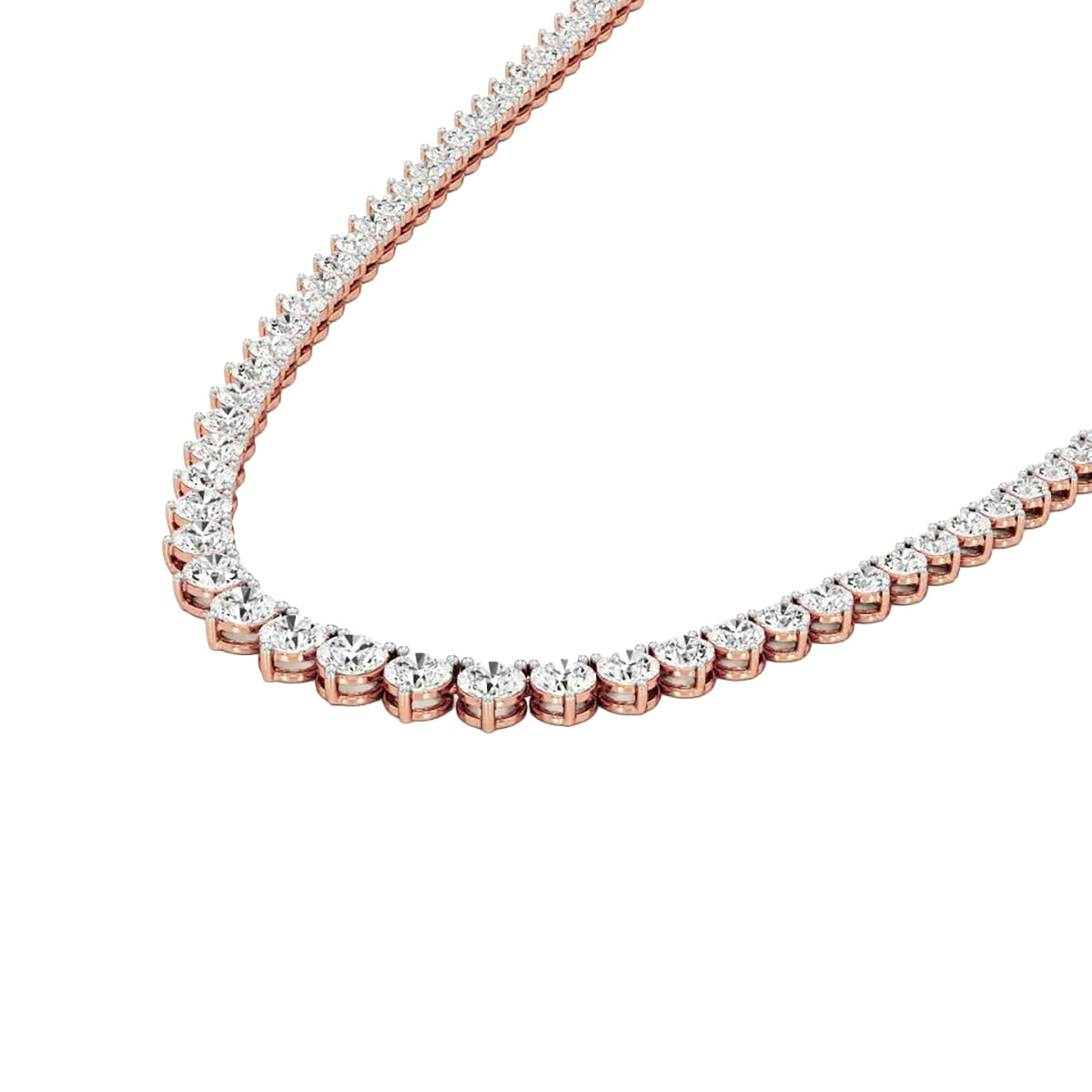 Round Diamond Buttercup Setting Tennis Necklace in Gold