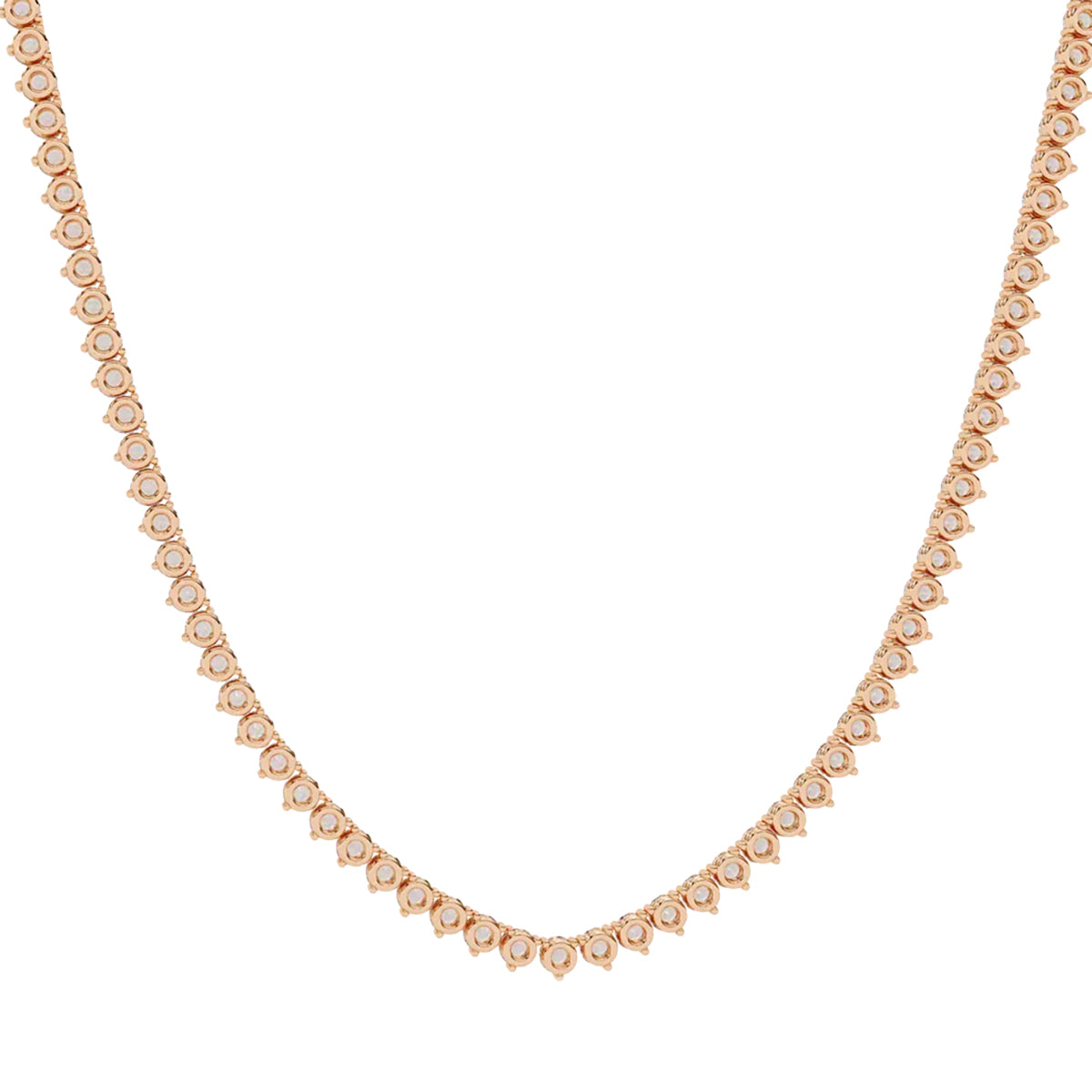 Round Diamond Tennis Necklace in Gold