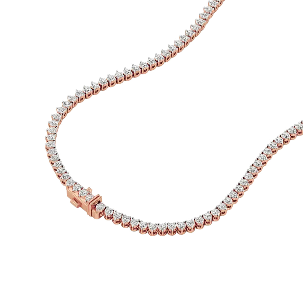 Round Diamond Buttercup Setting Tennis Necklace in Gold