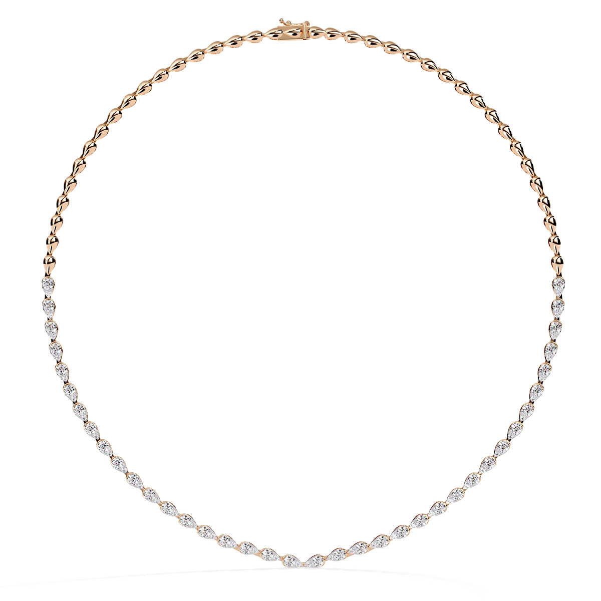 Pear Shape Diamond Tennis Necklace in Gold