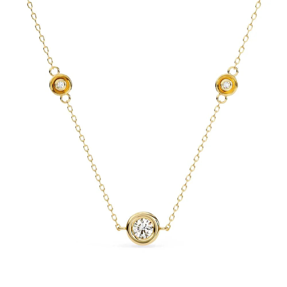 Sunlit Modern Bezel-Set Diamond Pendant in Gold