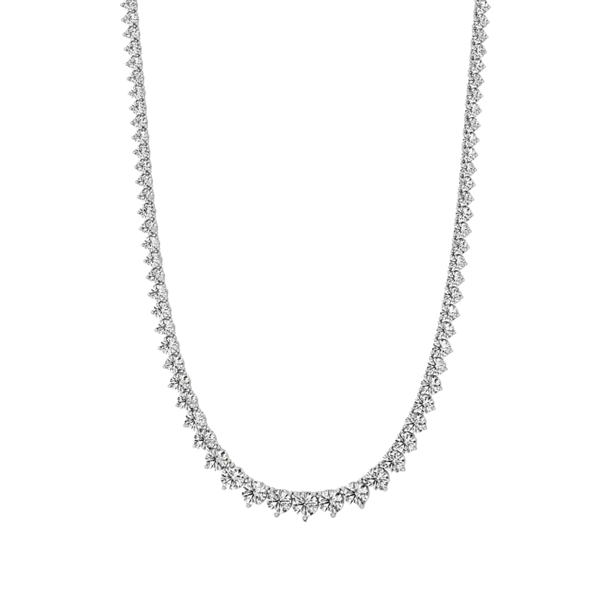 Round Diamond Buttercup Setting Tennis Necklace in Gold