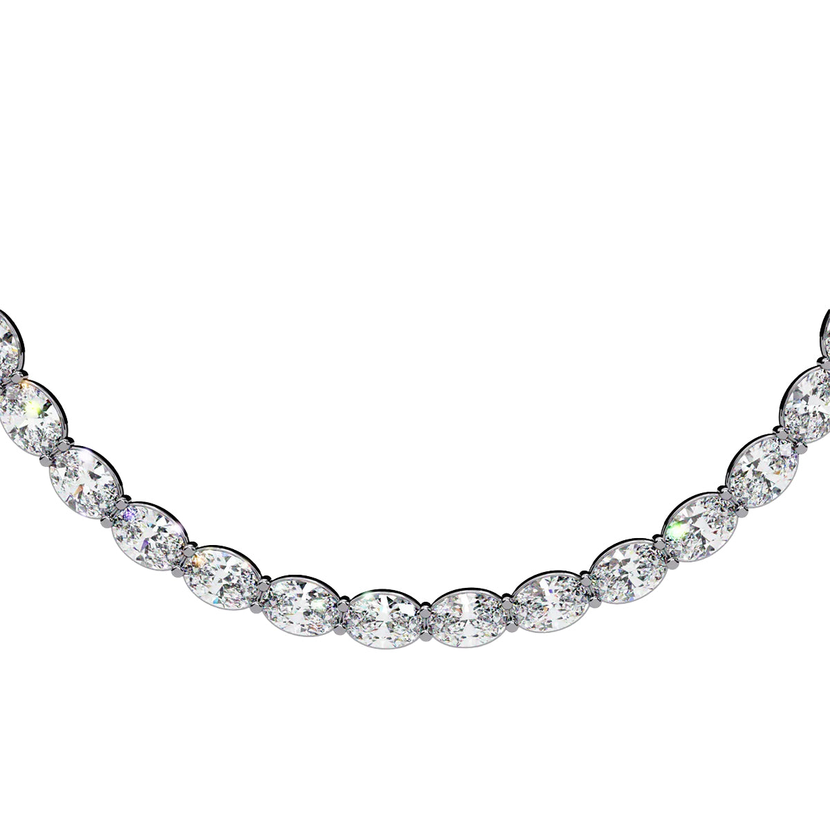 Oval Diamond Tennis Necklace in Gold