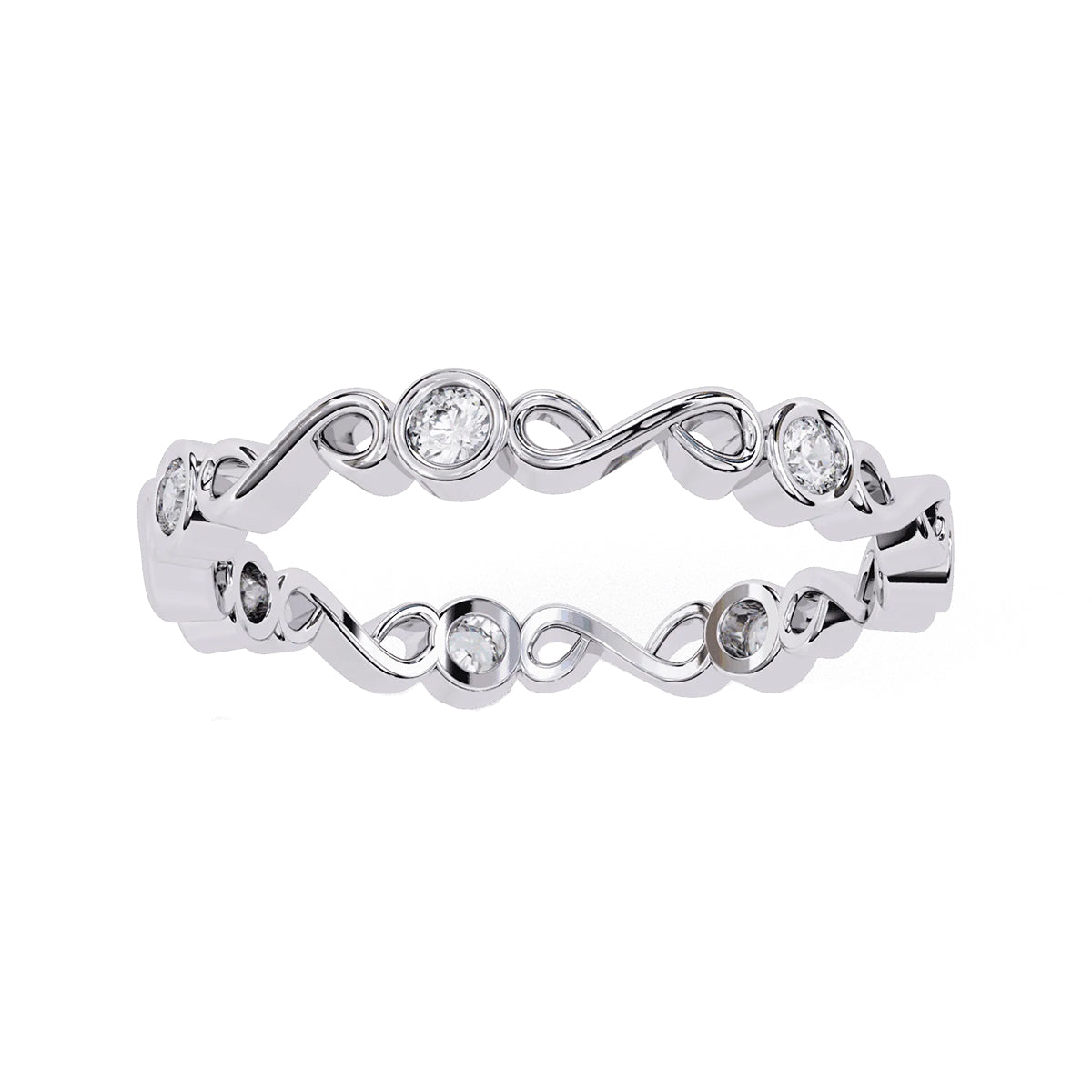 Round Cut Minimal Diamond Band for Her in Gold