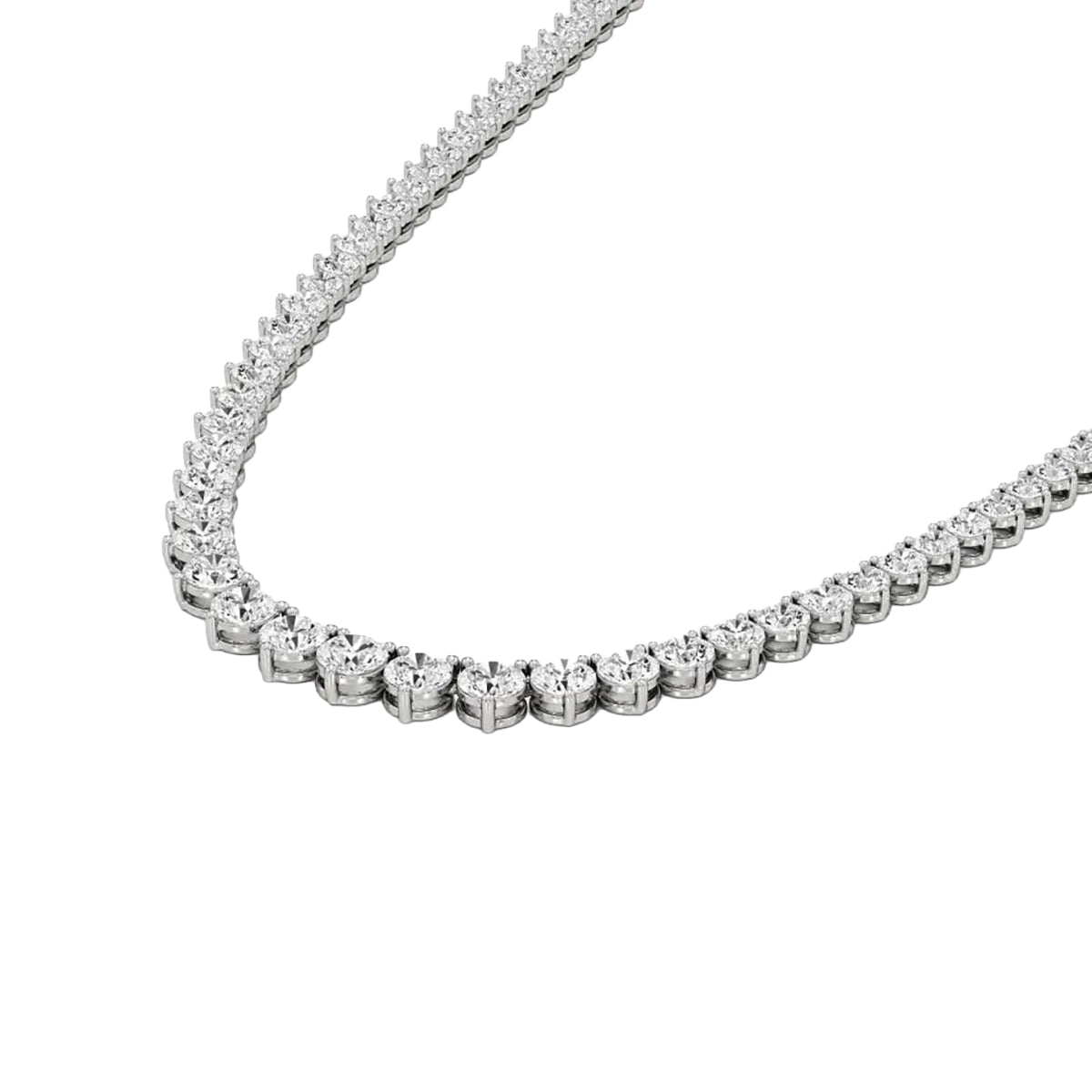 Round Diamond Buttercup Setting Tennis Necklace in Gold