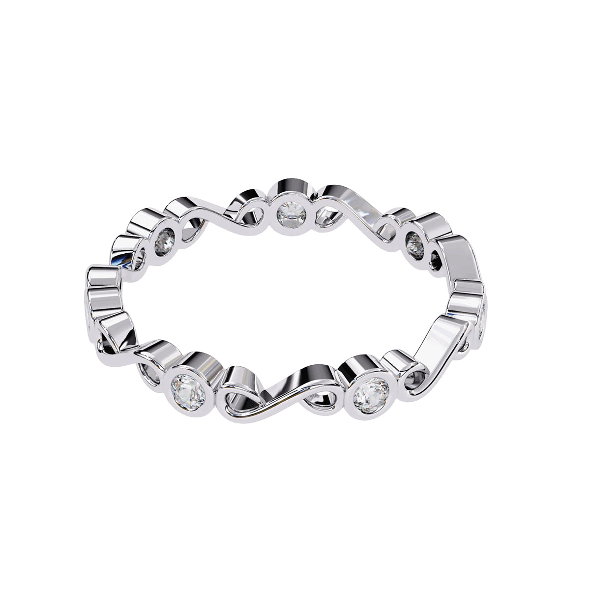 Round Cut Minimal Diamond Band for Her in Gold