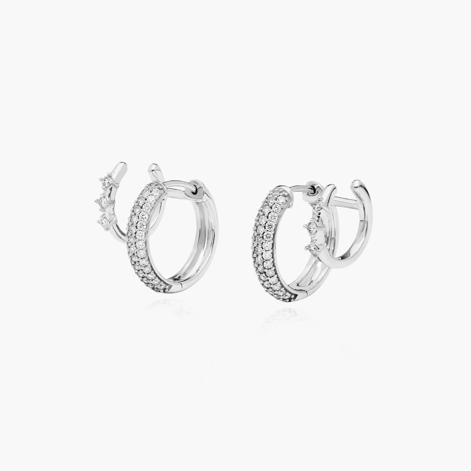 White Gold Climber Huggie Earrings